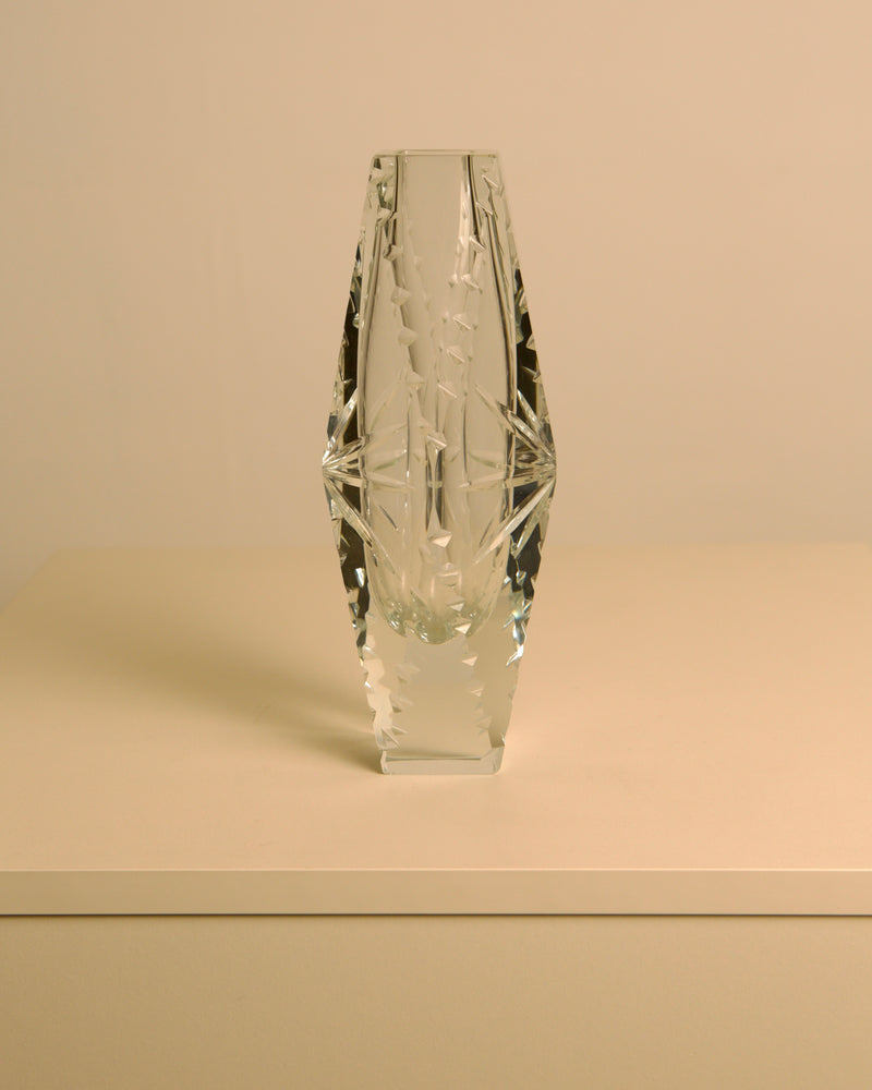 Large "Cut Diamond" vase by Flavio Poli for Seguso, 1980s | The Oblist — clear glass, vintage design