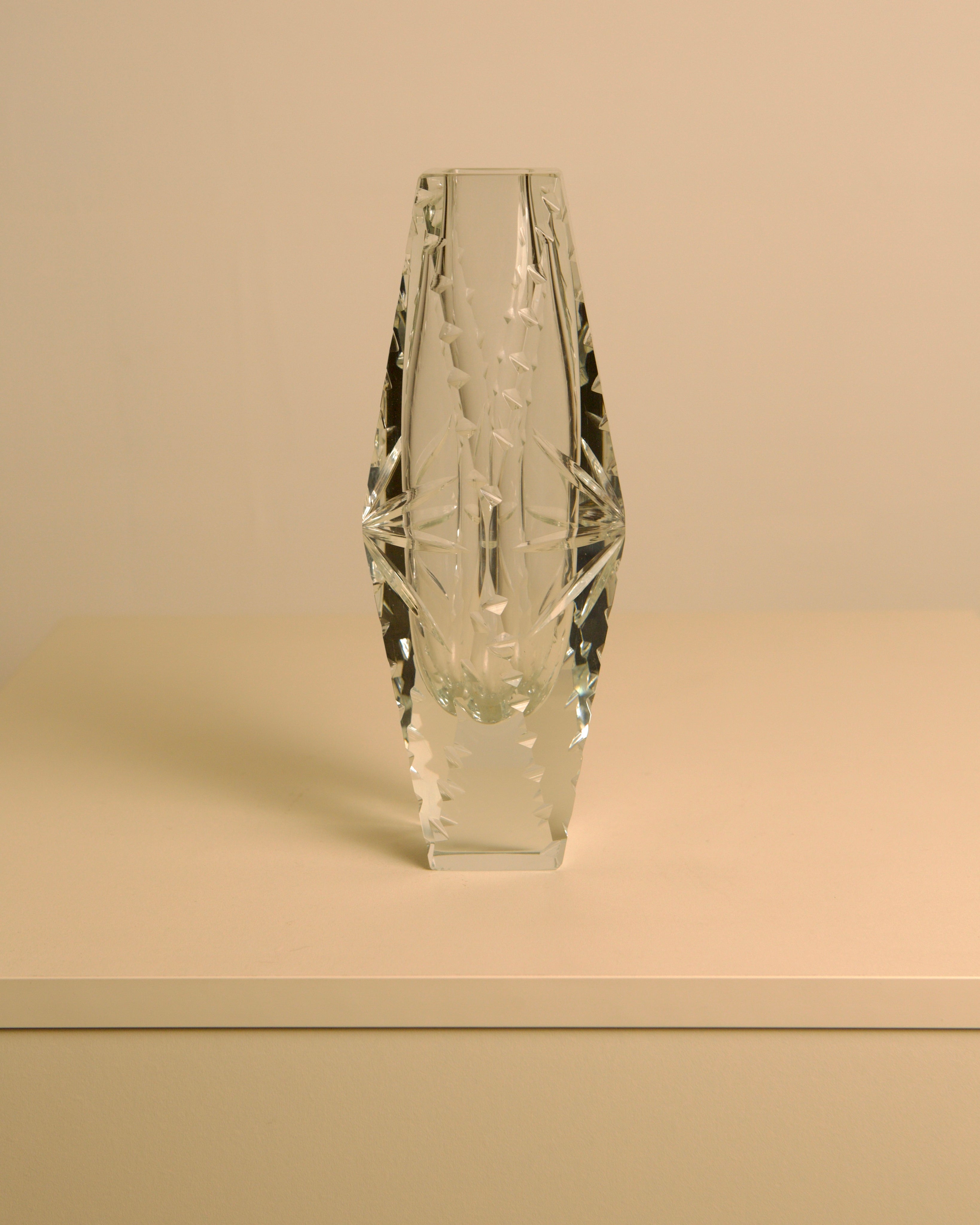 Large "Cut Diamond" vase by Flavio Poli for Seguso, 1980s | The Oblist — clear glass, vintage design