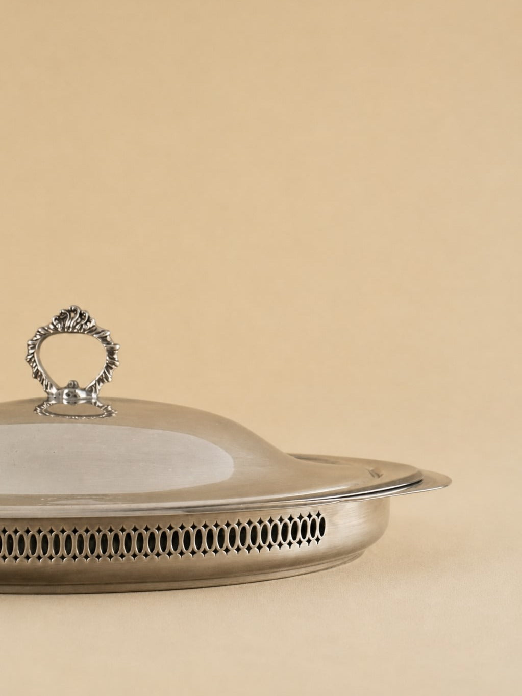 Silver-Plated Covered Serving Dish — detail view