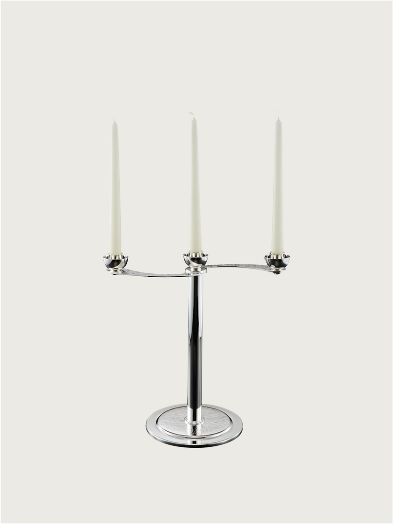 3 Flame Silver Plated Candelabra by zanetto | The Oblist — silver finish, modern design