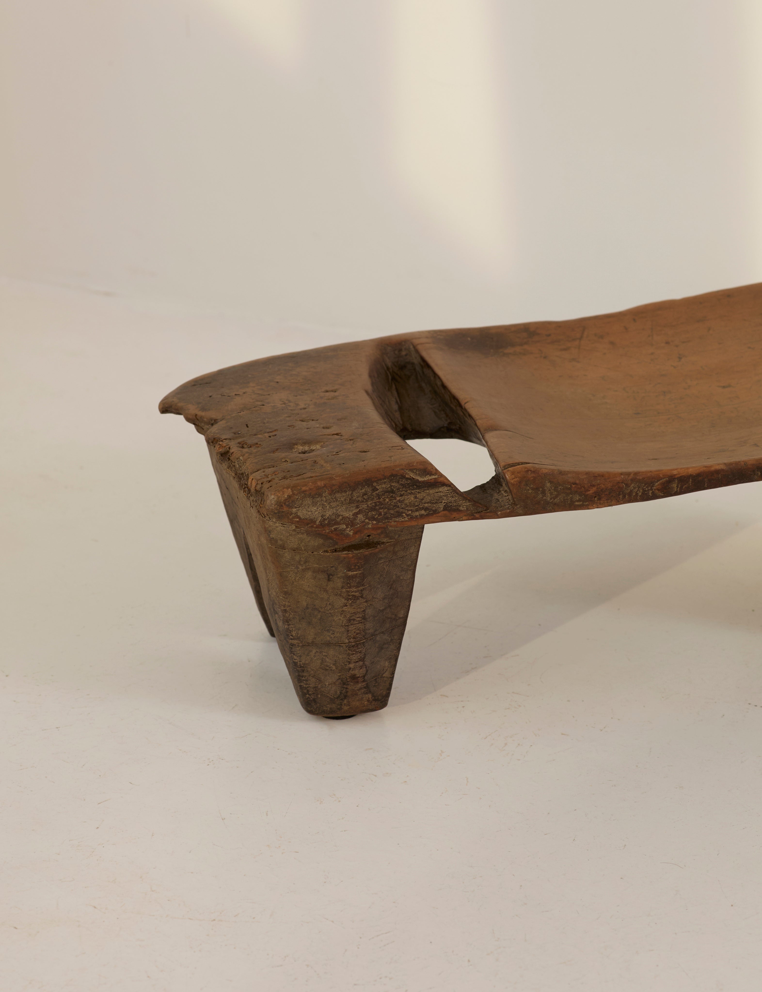 Mid-Century African Senufo Stool / Side Table in Solid Wood — angled view highlighting solid wood craftsmanship