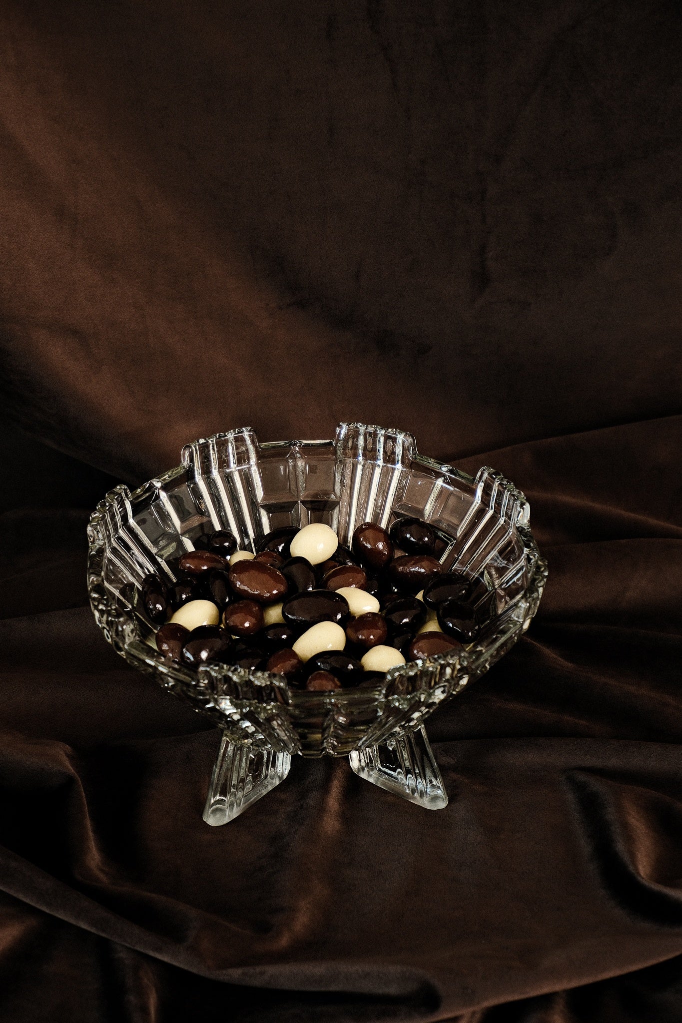 Art Deco Geometric Crystal Bowl — side angle