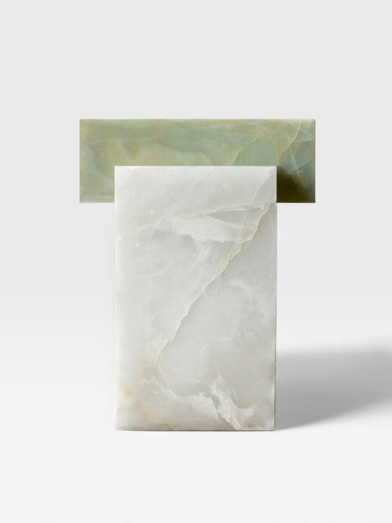 Gaia White and Green Onyx - Marble Coffee Table — detail view