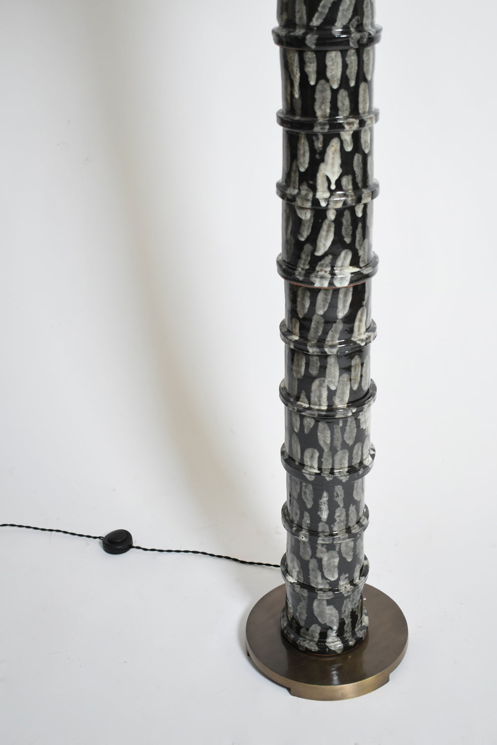 "Inle" Grey and Black Ceramic Floor Lamp, Barracuda Edition — side angle