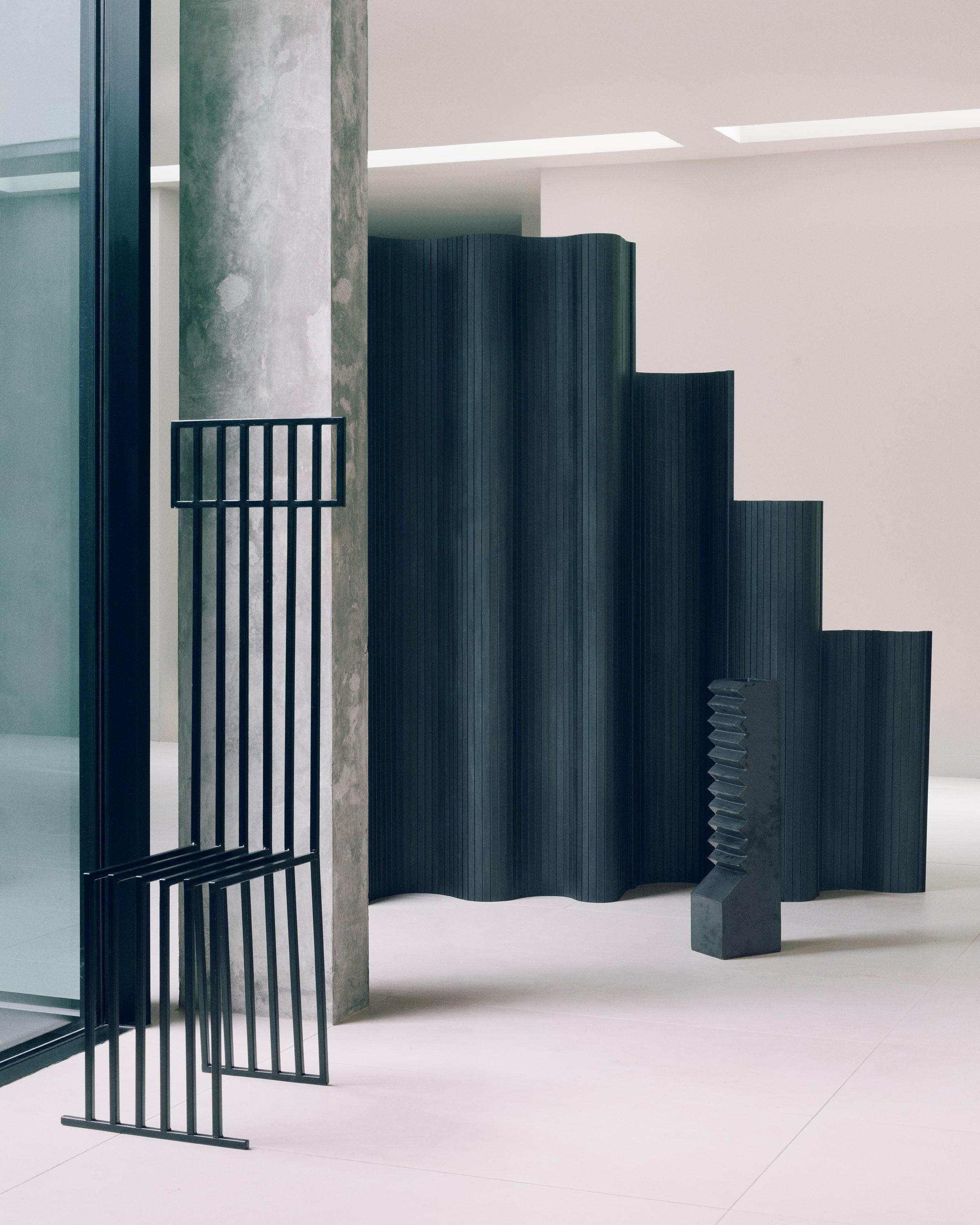 Sculptural Tambour Screen in Fumed Poplar by Tom Roberts