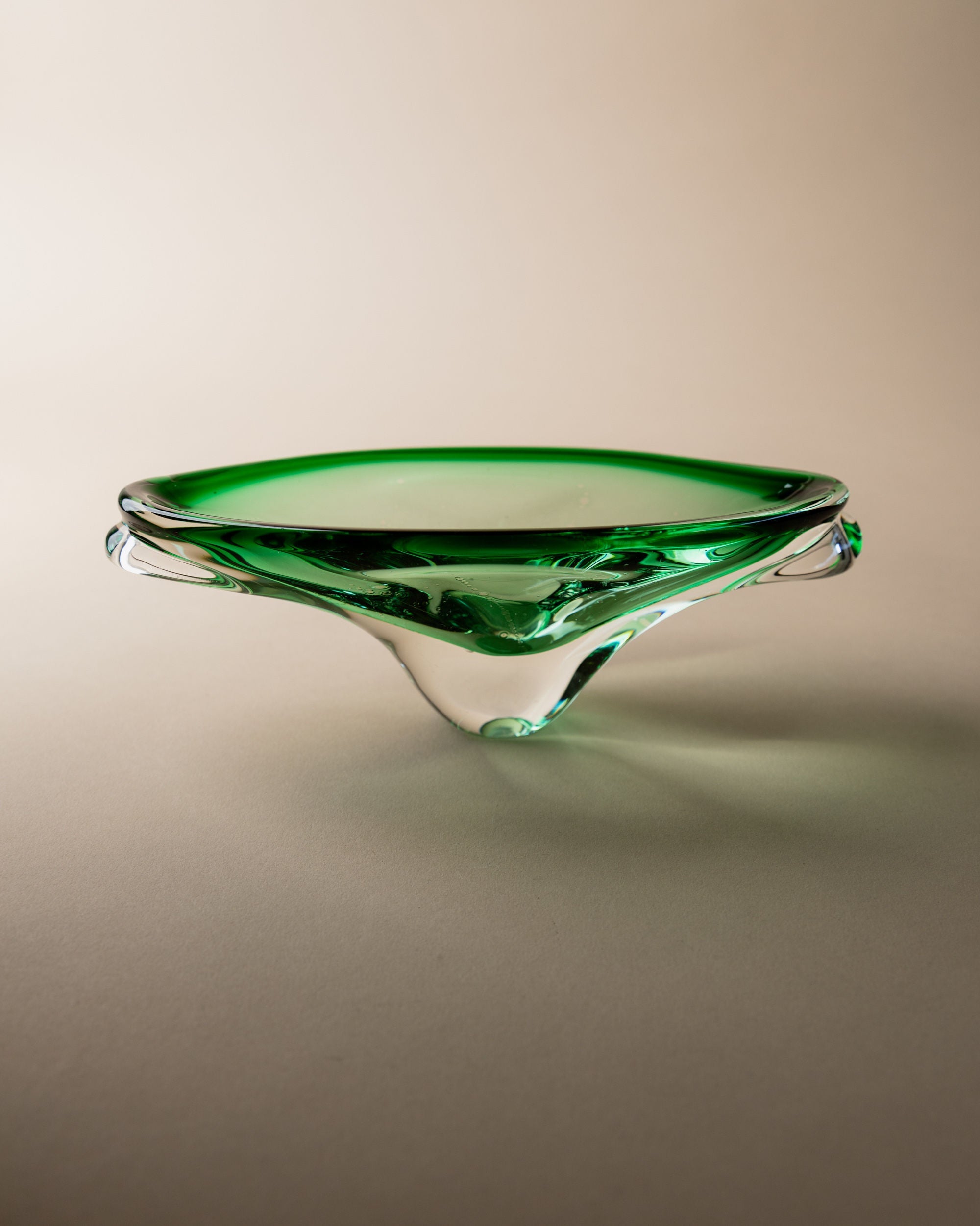 Murano Glass Bowl Green, Italy 1970s