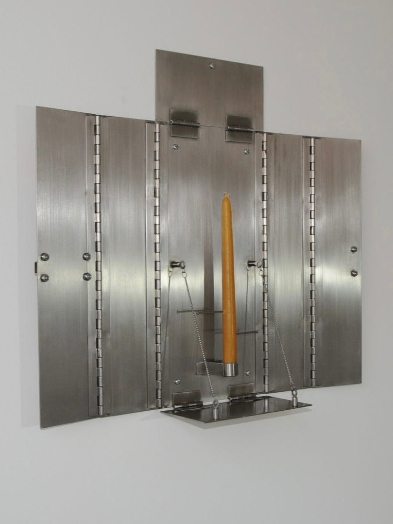 Wax Clock' Wall Candleholder — mounted on wall with metal finish