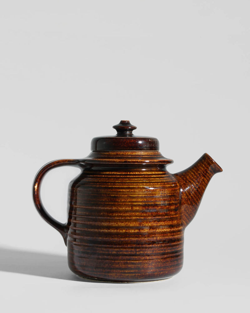Ulla Procopé, Göran Bäck "Kaarna" Ceramic Glazed Teapot by Vintage Stories | The Oblist — handcrafted ceramic, brown glaze