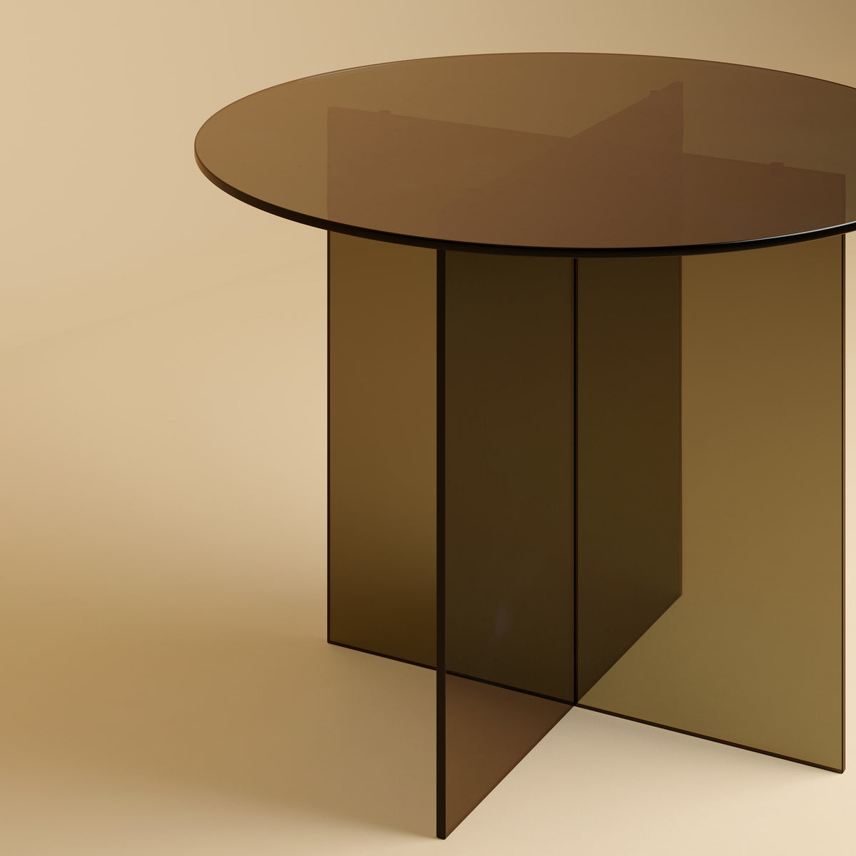 Round Glass Dining Table - YURI Series — detail view