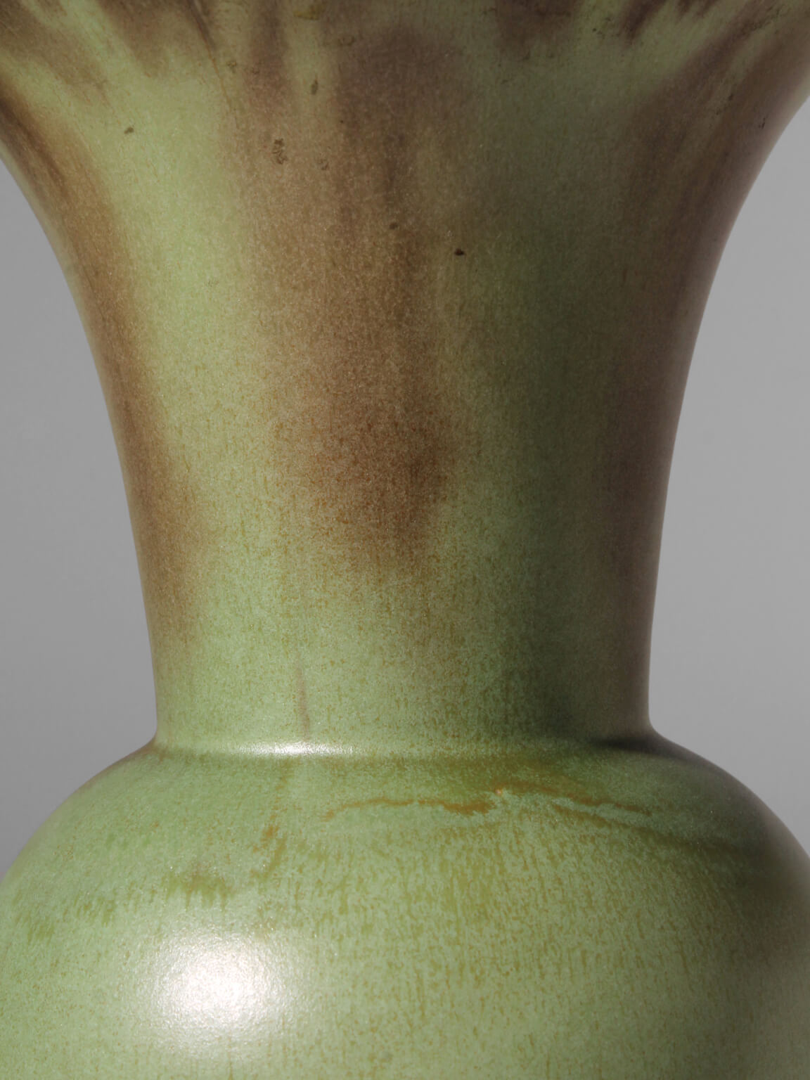 Art Deco Green Ceramic Vase — close-up
