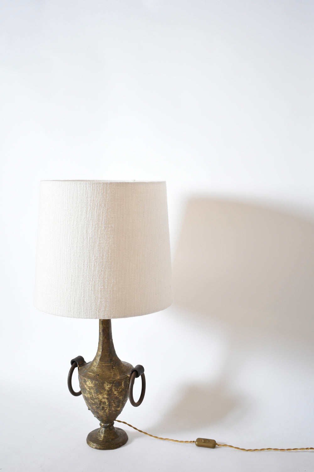 Pedestal Gilded Iron Max Bré Lamp, 1970s — side angle