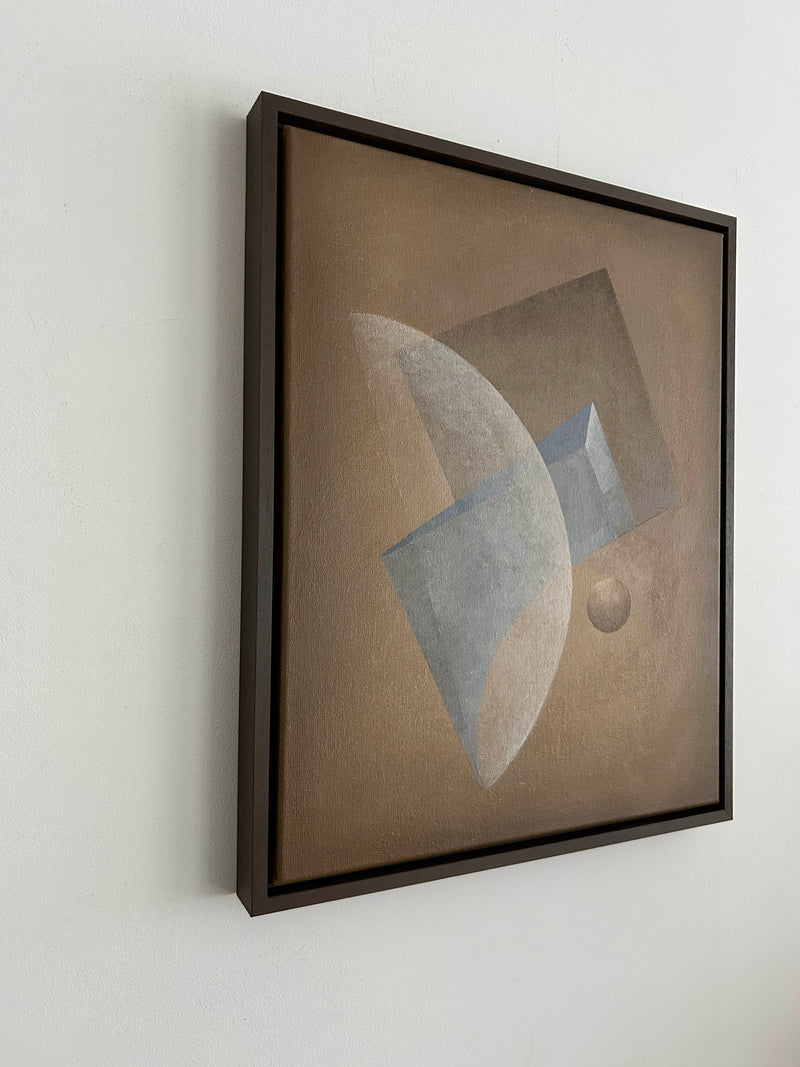 Presence Painting — angled view showing earthy tones and geometric shapes