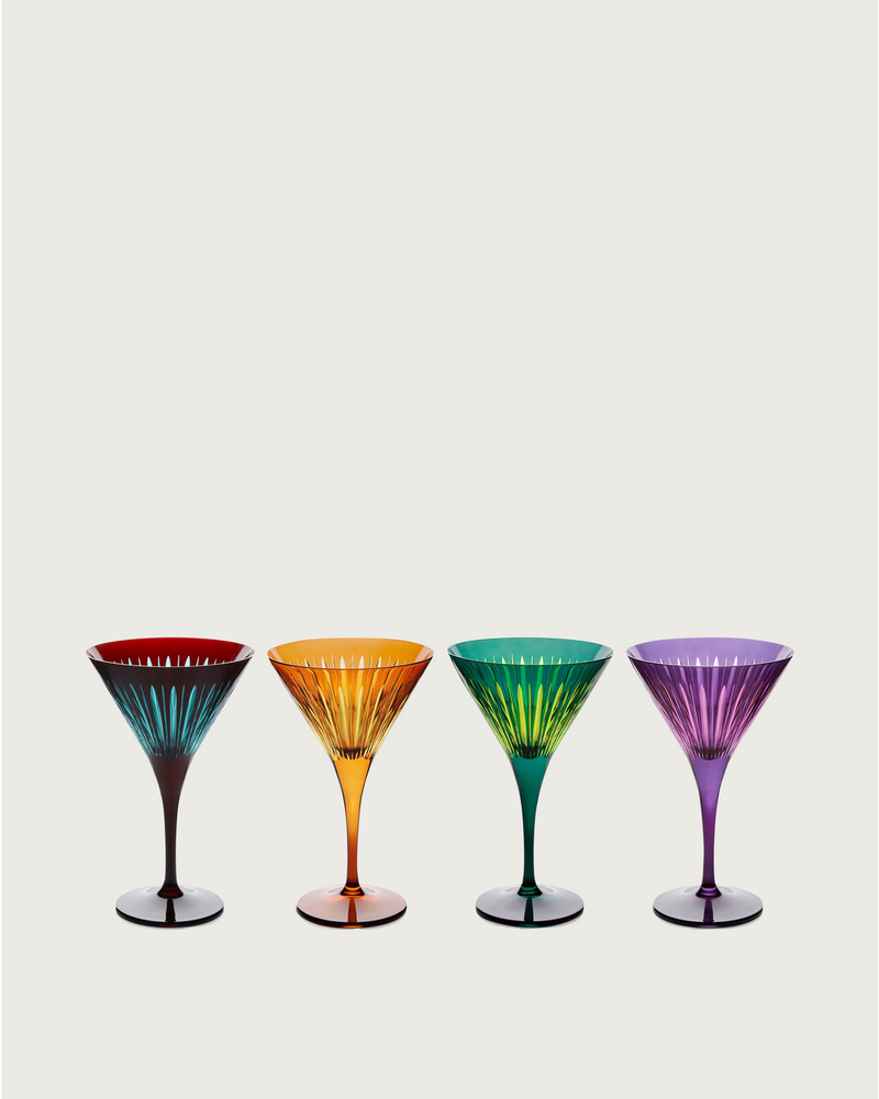 Prism Martini Glasses - Assorted (Set of 4) by Lobjet | The Oblist — colorful glass, modern design