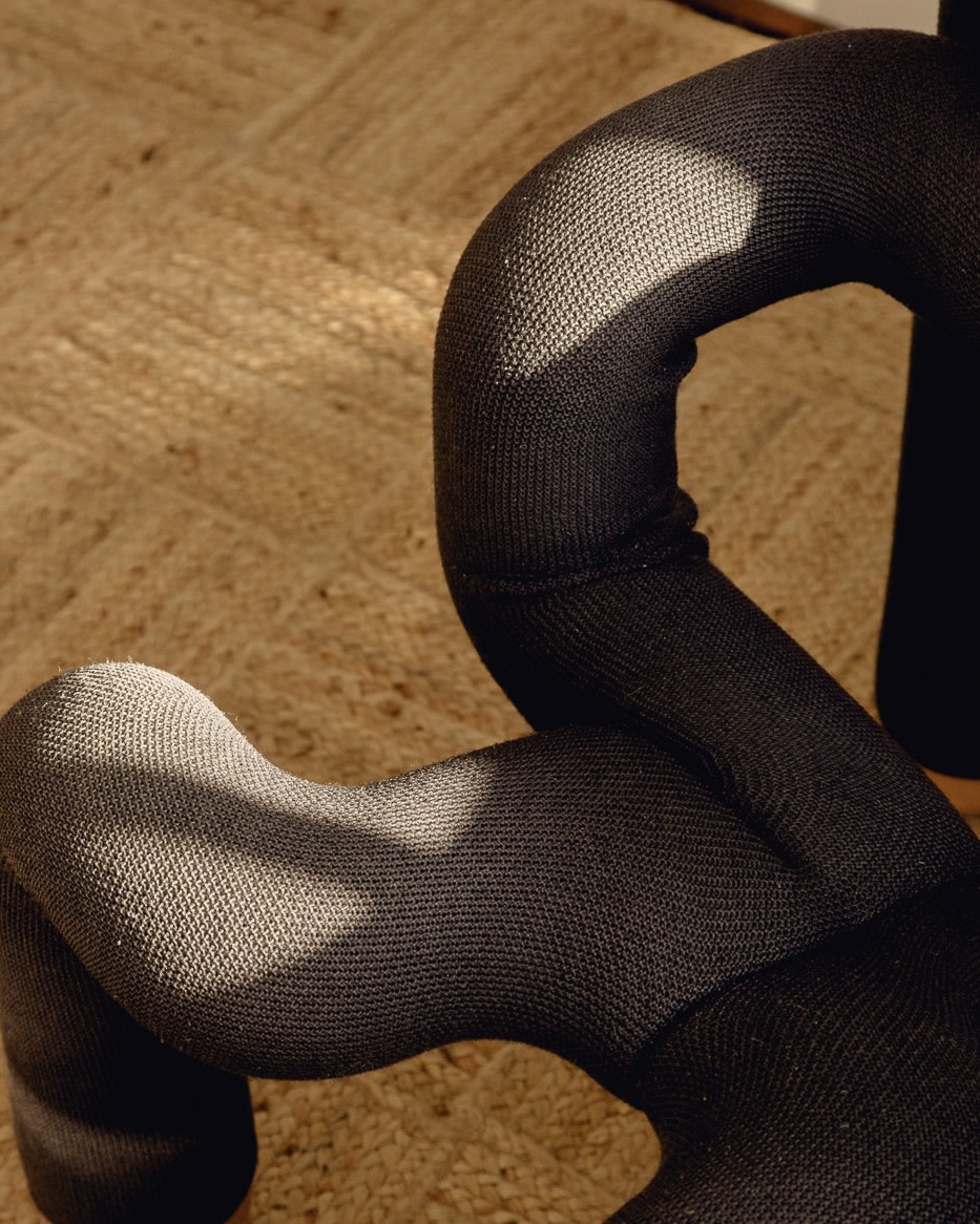 Post-Modern Ekstrem Chair by Terje Ekstrom Norway 1984 — back view highlighting black fabric texture