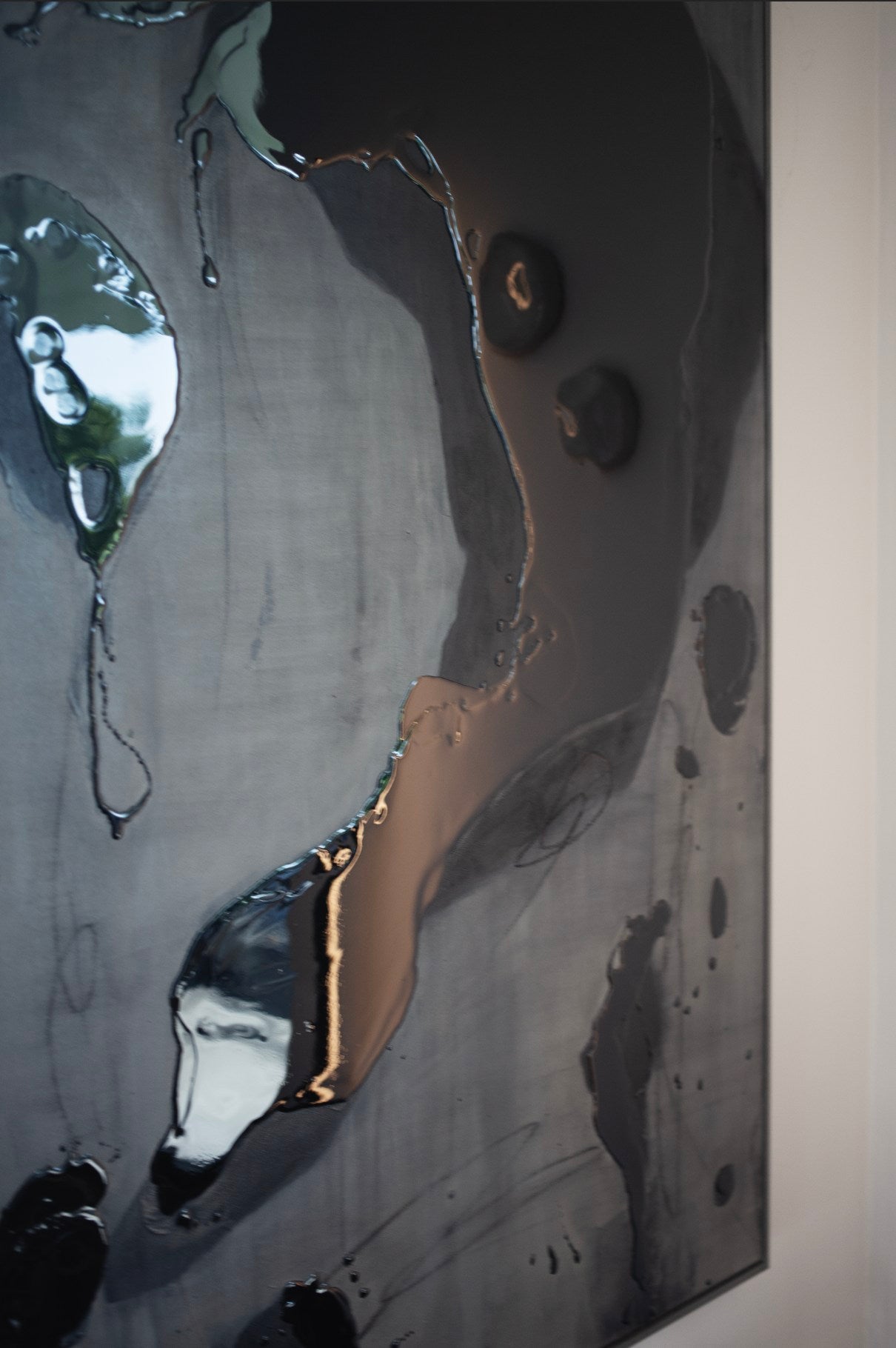 Echoes in Black - Painting — side angle showing glossy black surface
