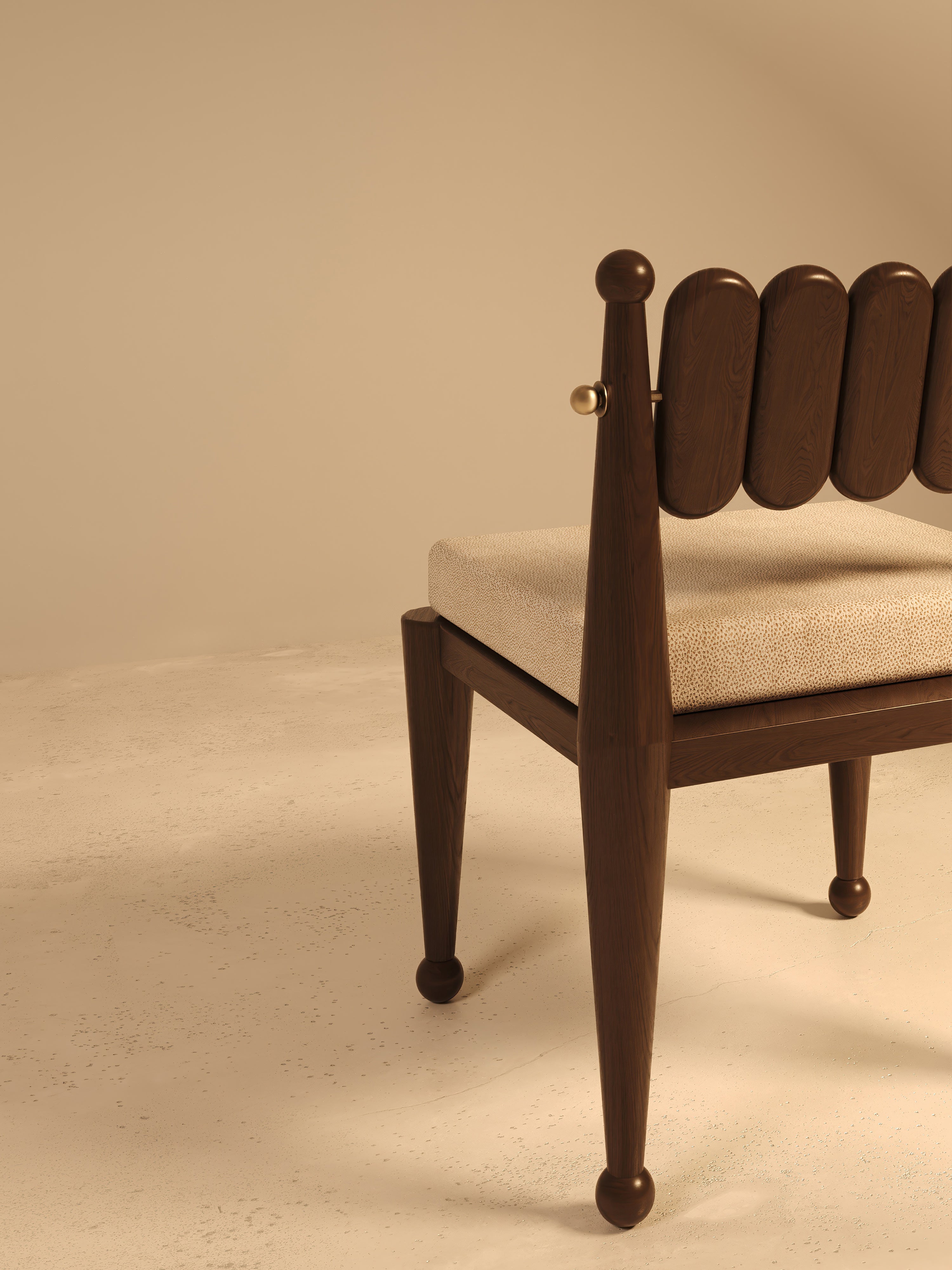 Simorgh III Chair in Walnut and Brass