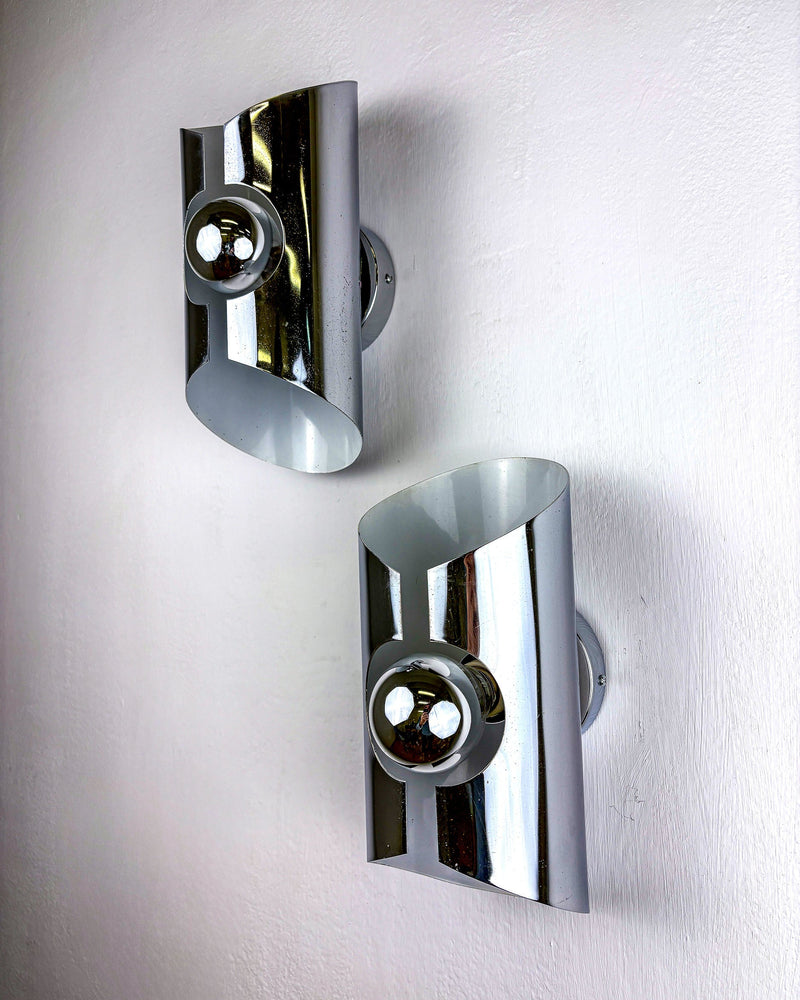 Pair of Space-Age wall Sconces, Max Sauze's style, France, 1970's by Malamar Studio | The Oblist