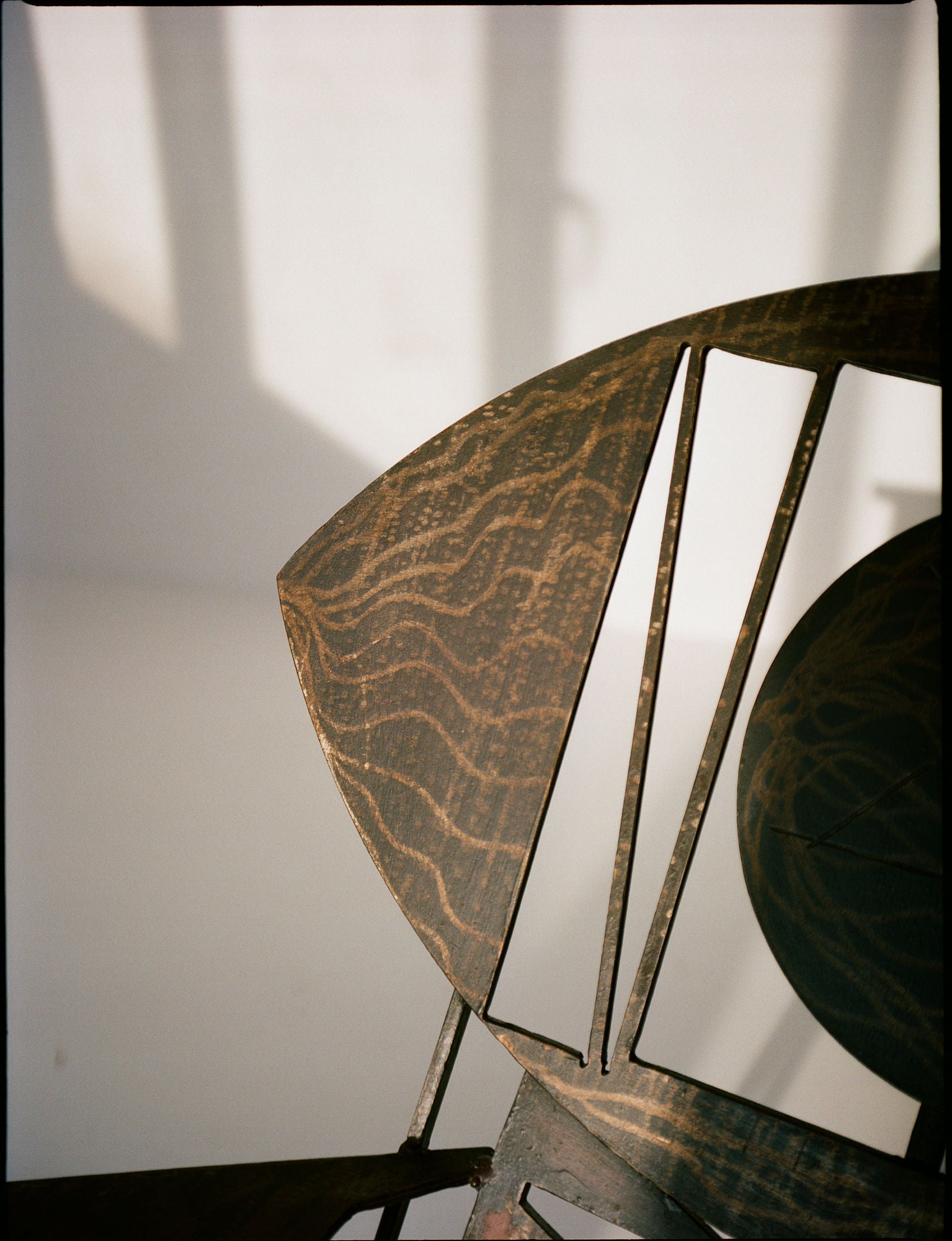 Functional Sculpture / Vintage Artist Arm Chair from Nigeria C. 1960-70 — top view highlighting carved wooden seat design