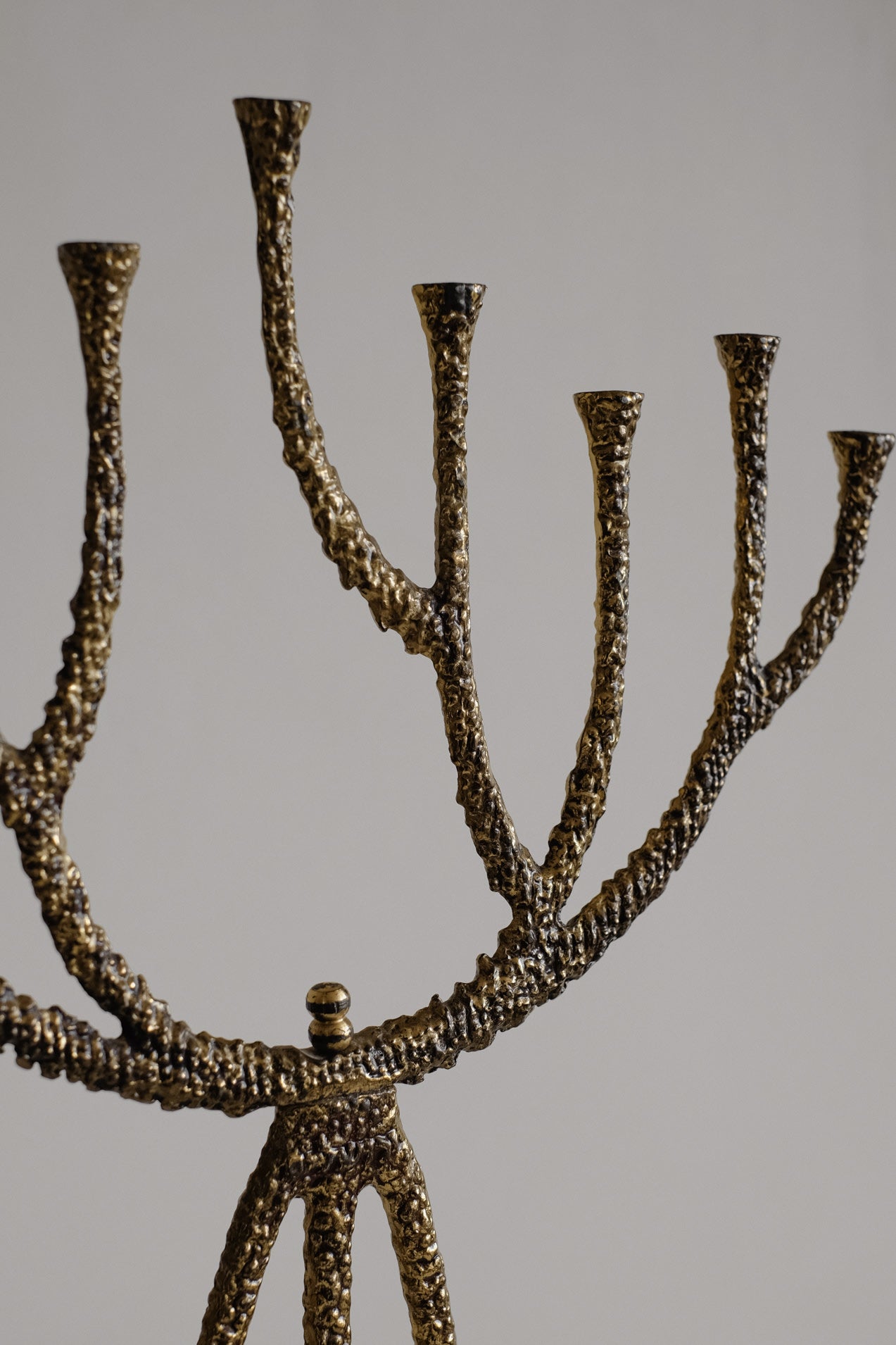 Rare Mid-Century Brutalist Bronze Candelabra — lifestyle setting