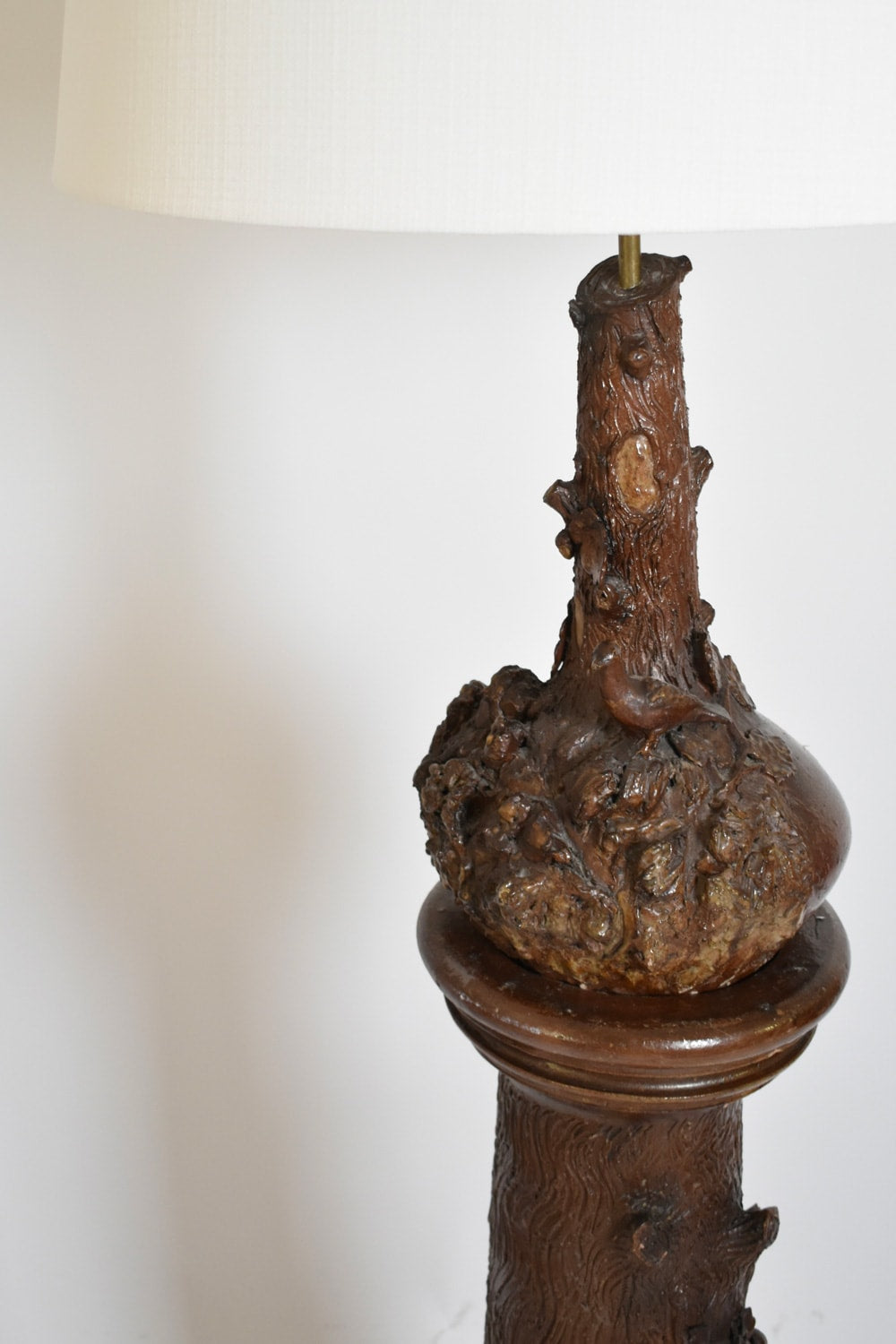 Black forest ceramic floor lamp, XIXth c. — detail view