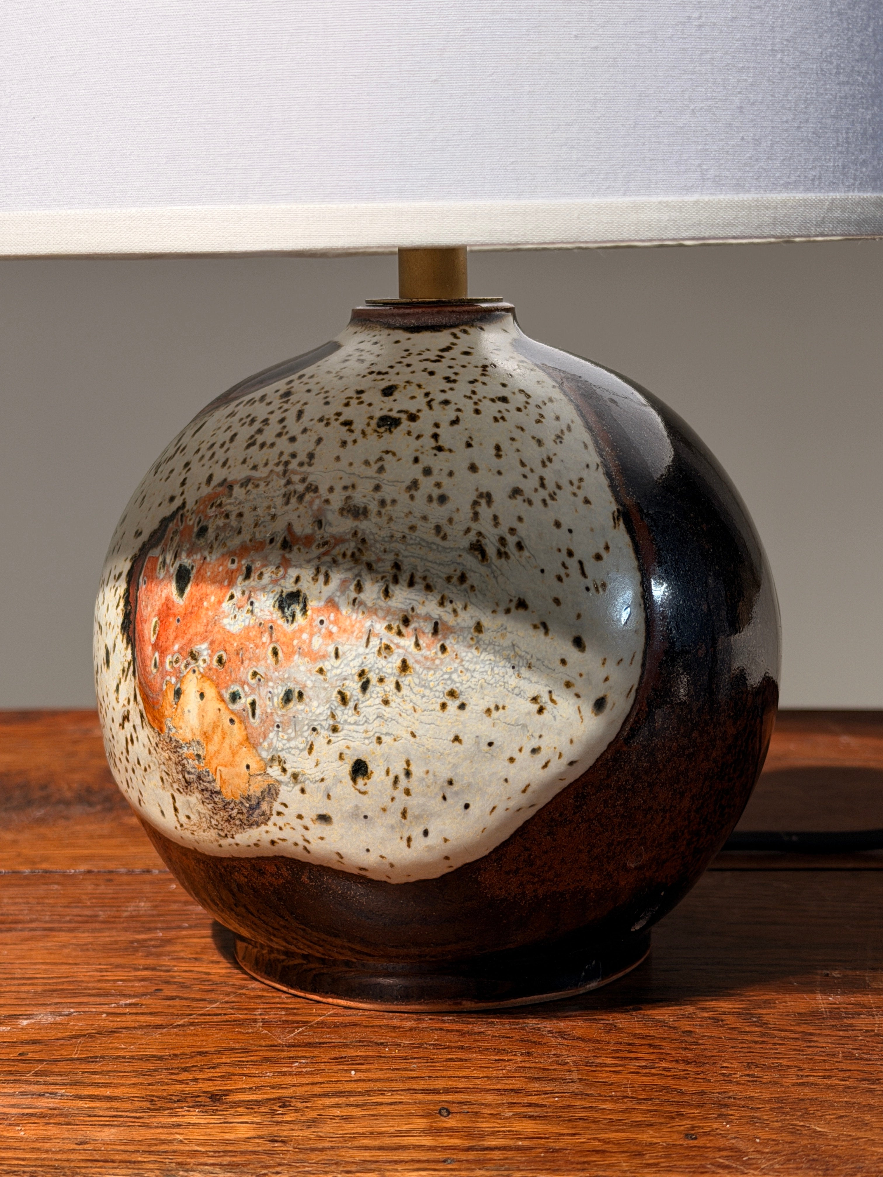Stoneware lamp, La Borne, France, circa 1970 — detail view