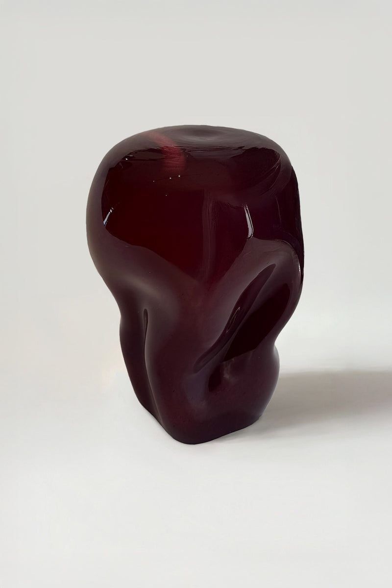 Wave Stool / Side Table VI by HOMA | The Oblist — handcrafted burgundy resin