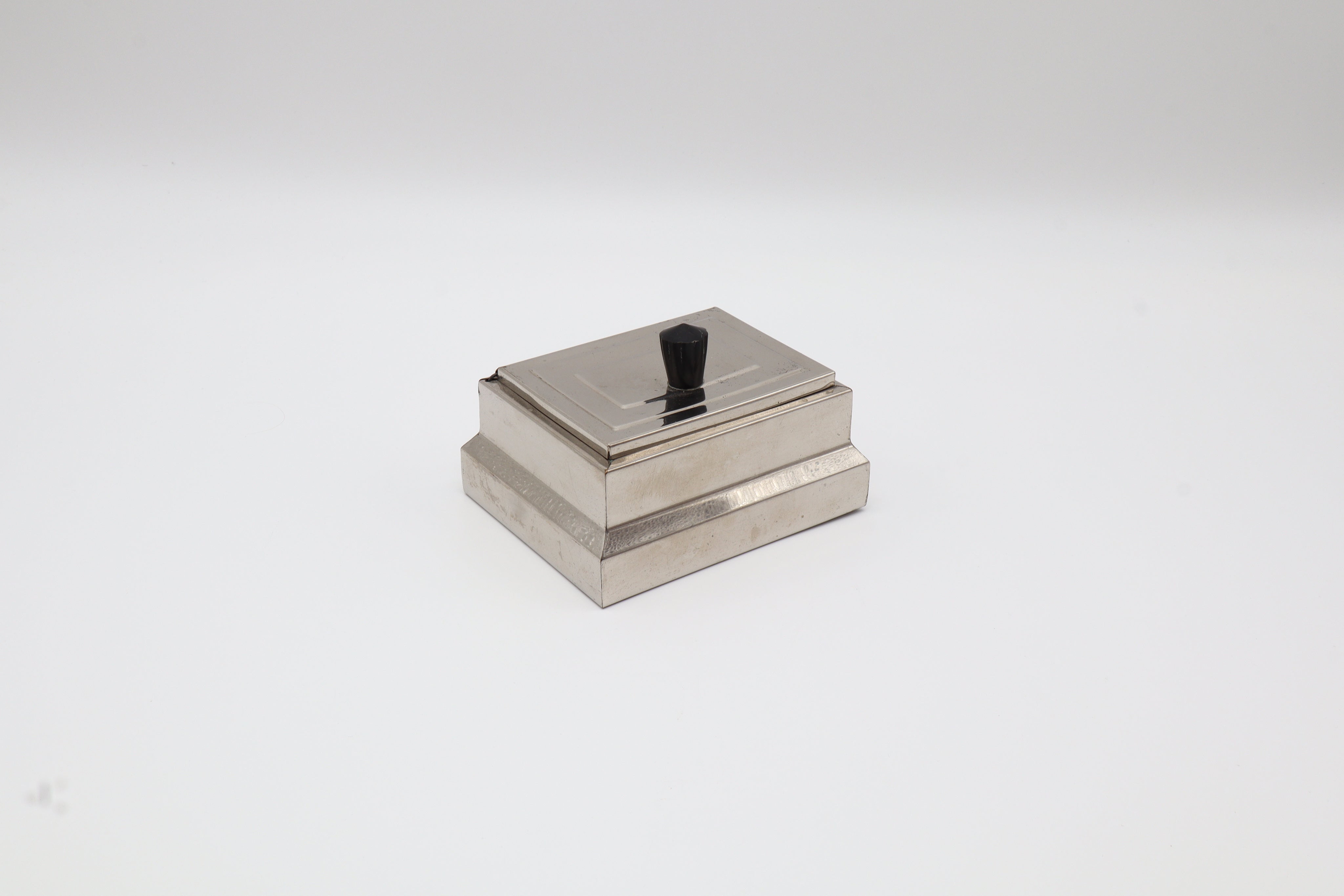 Art Deco Chrome-Plated Box with Bakelite Knob – Netherlands, c. 1930 by Forma Finds | The Oblist