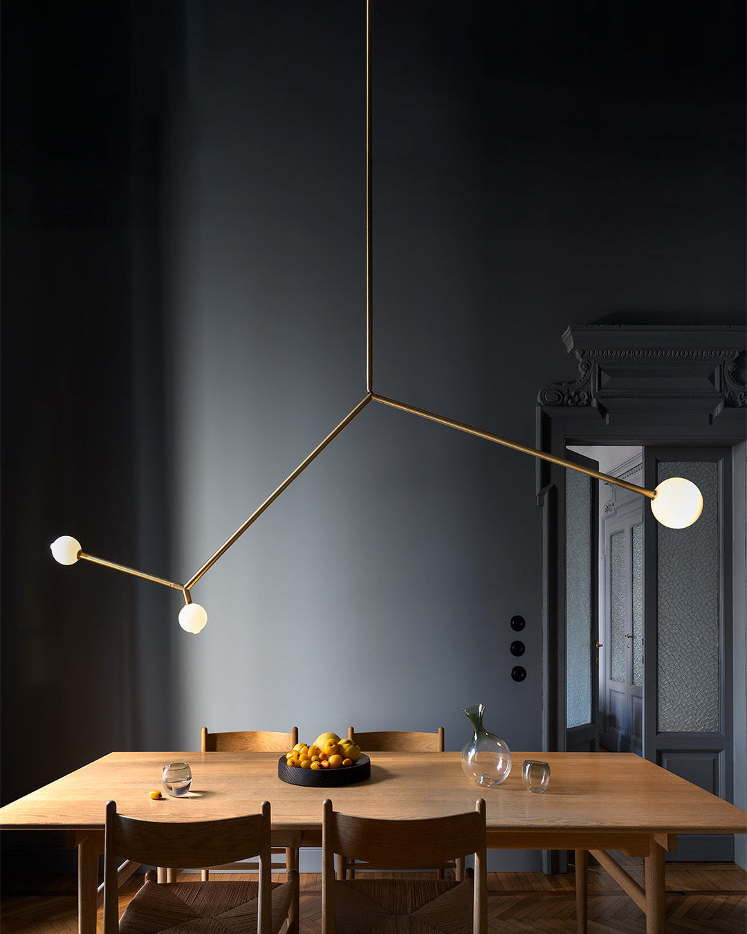 SkLO Angle 3.0 Pendant - White glass, Brushed Brass finish by SkLO | The Oblist