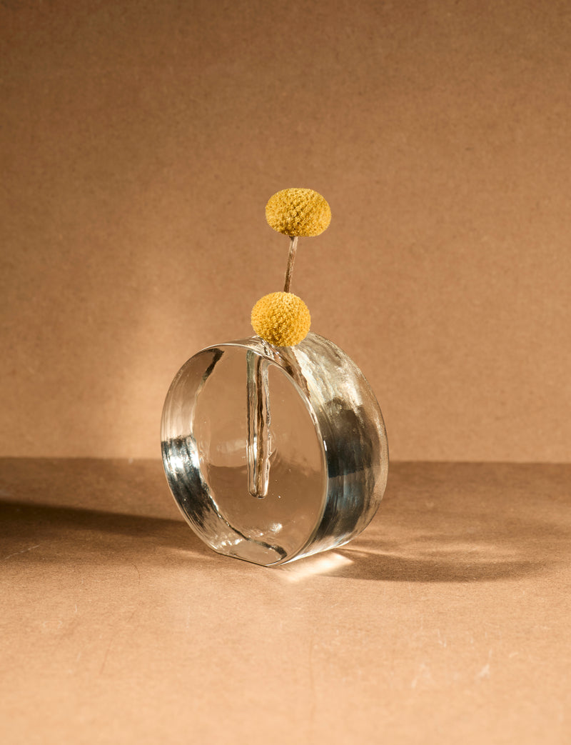 Vintage Scandinavian Clear Vase in Glass — close-up showing round shape and texture