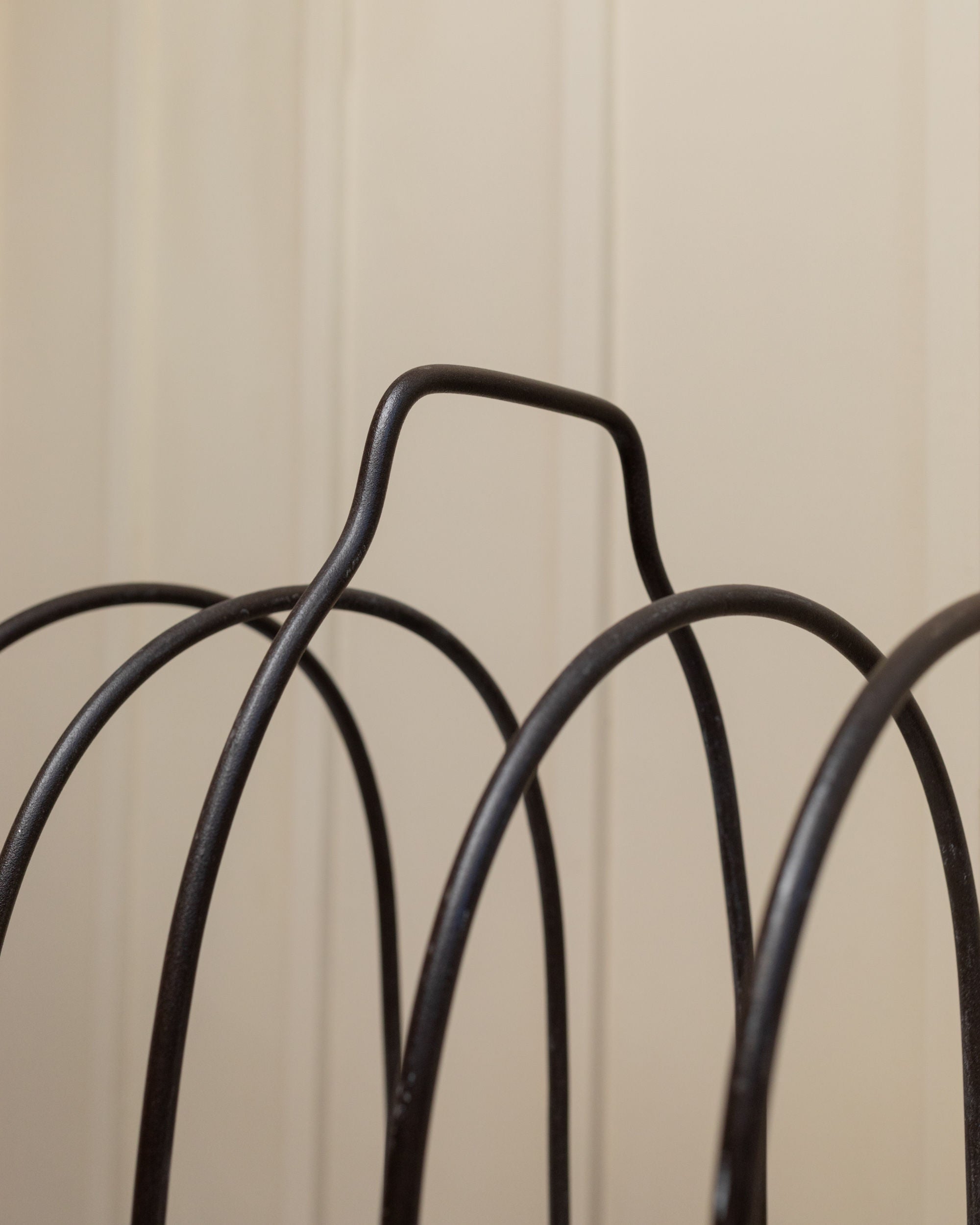 Metal Magazine Rack - Italy 1970s — top view of black metal frame