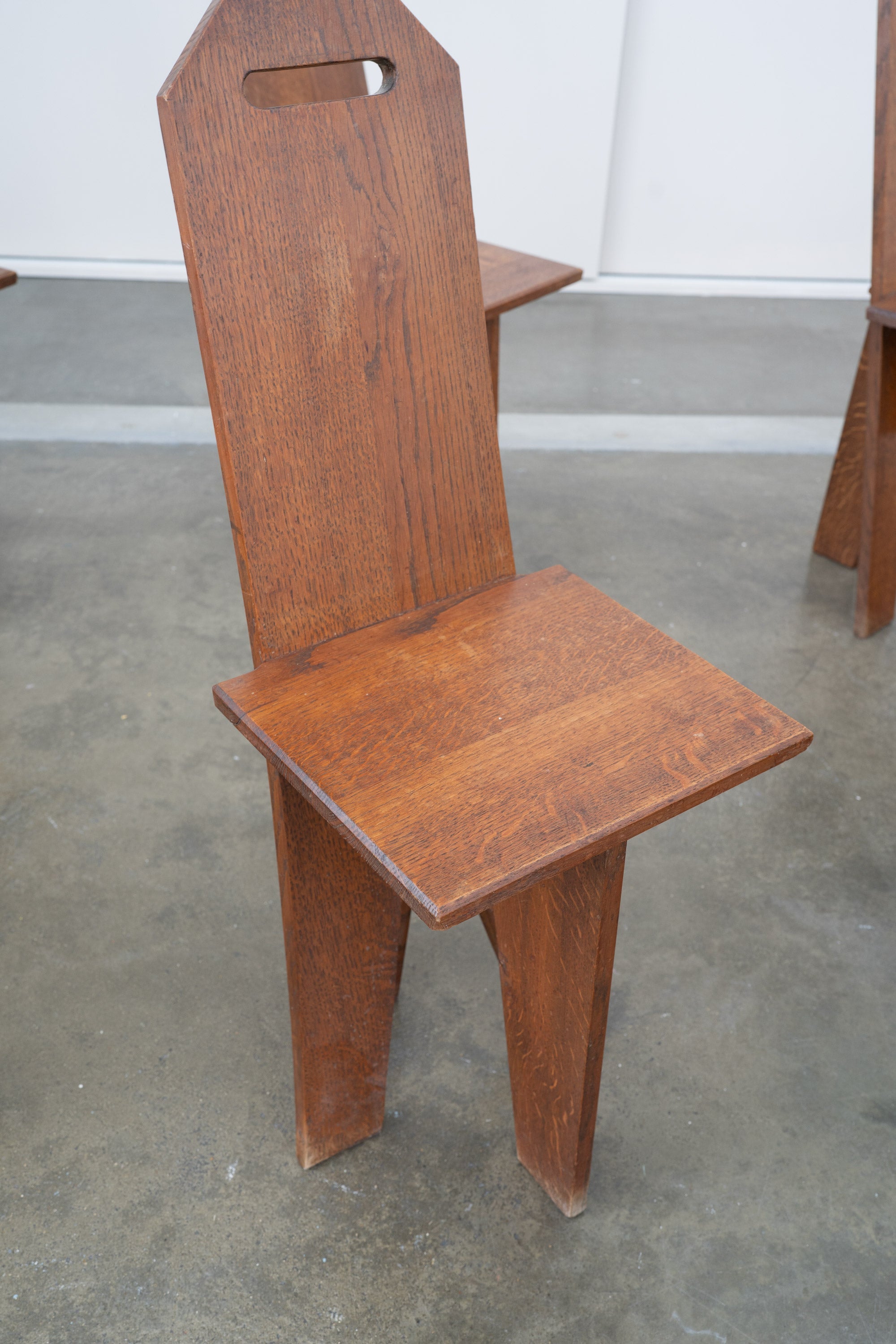 Architectural Brutalist Vernacular Oak Chair (1 of 5) — in context