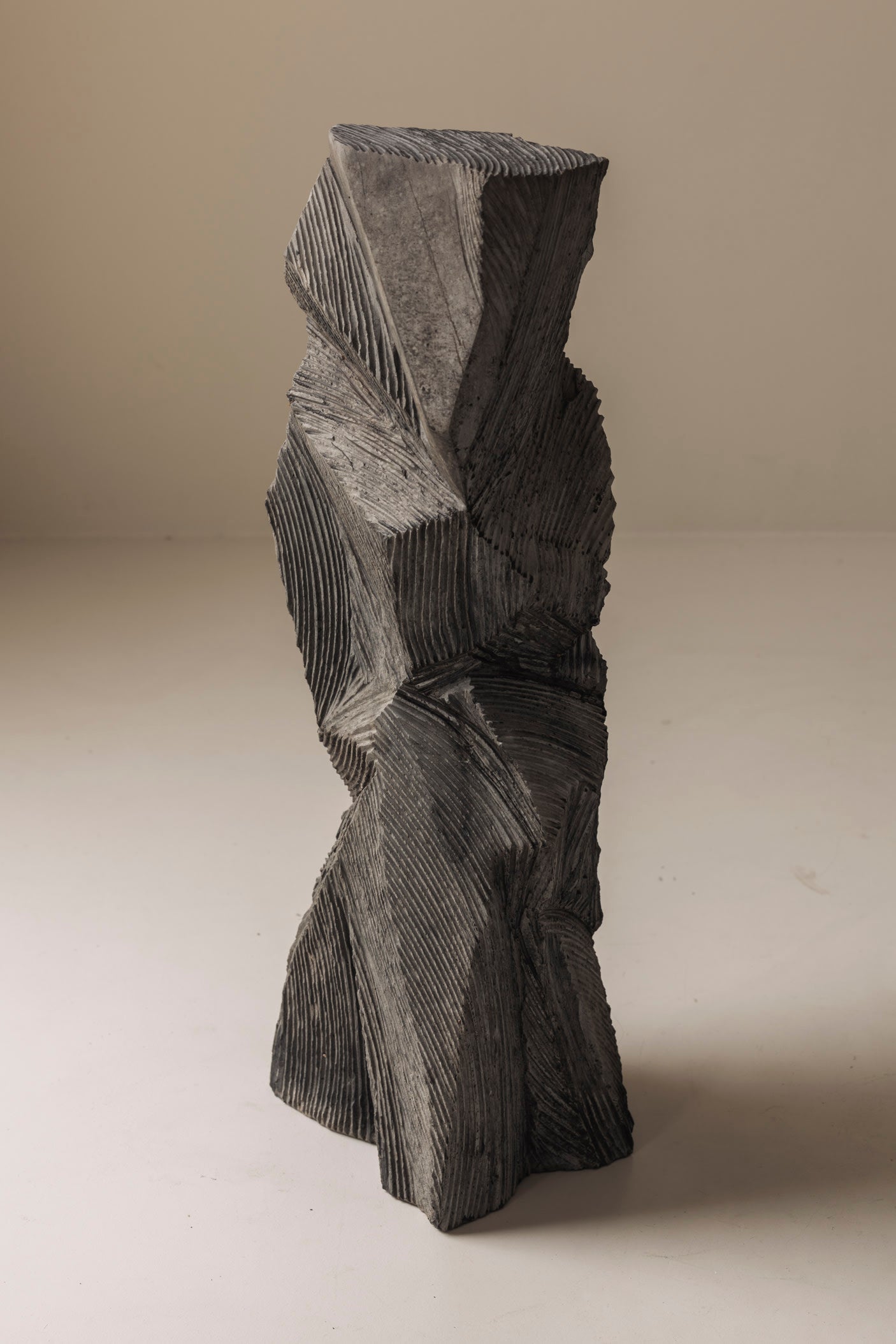Monumental Abstract Sculptures by Marc Verdoodt, Belgium 1980s — top view of textured dark sculpture