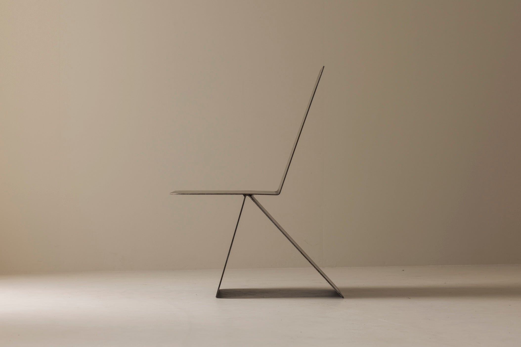 Prototype Modernist Architectural Side Chair, 1980s — side profile with metal frame
