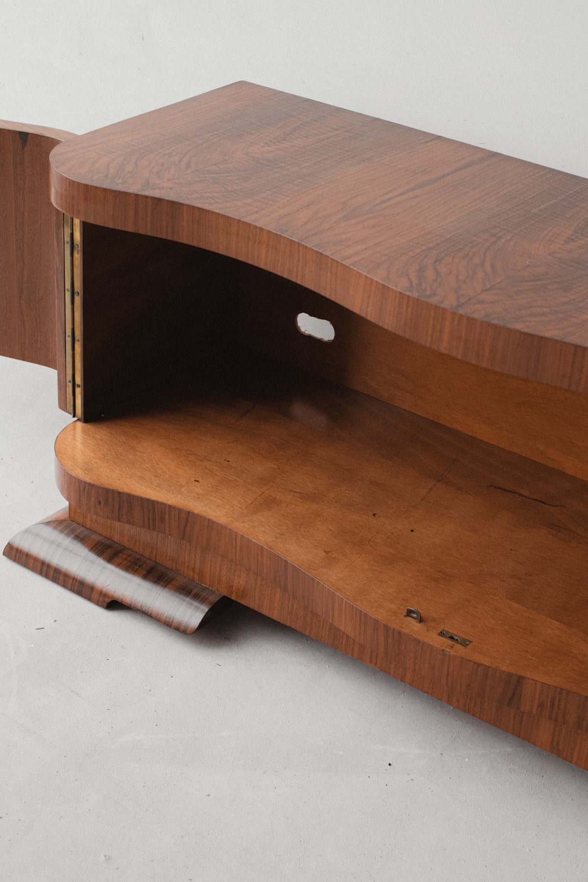 Elegant Art Deco Burr Walnut Cabinet — close-up