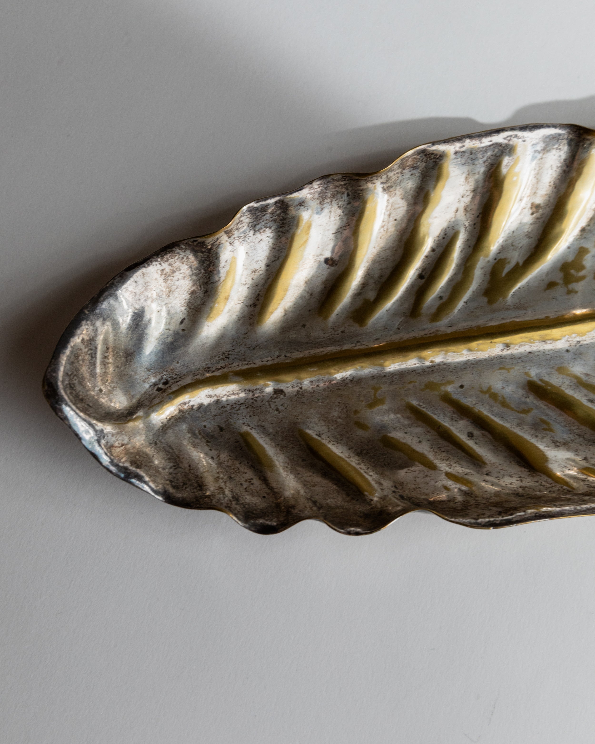 Bol Feuille Plaqué Argent, Italie Années 1970