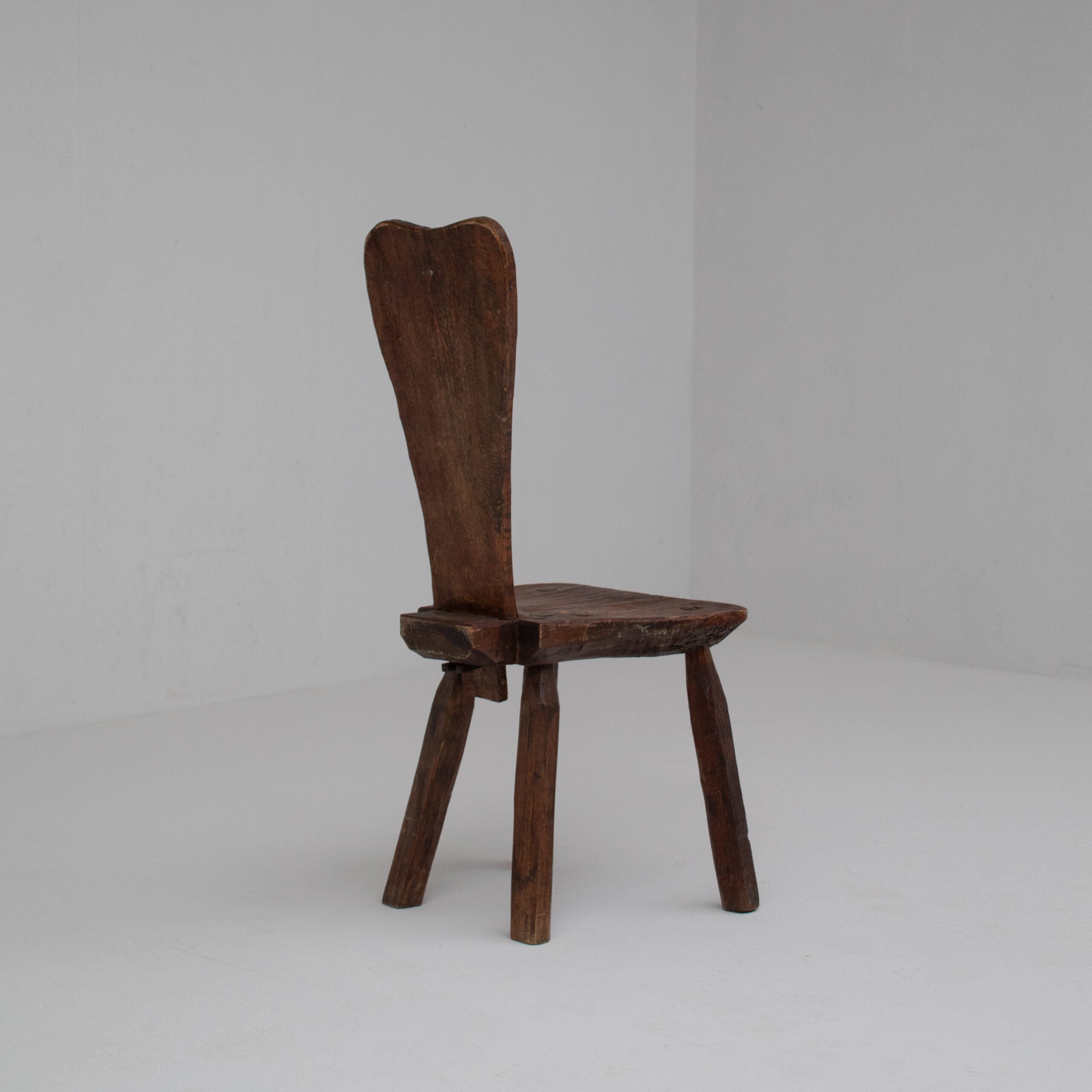 Brutalist Oak Stools with Backrests — in context