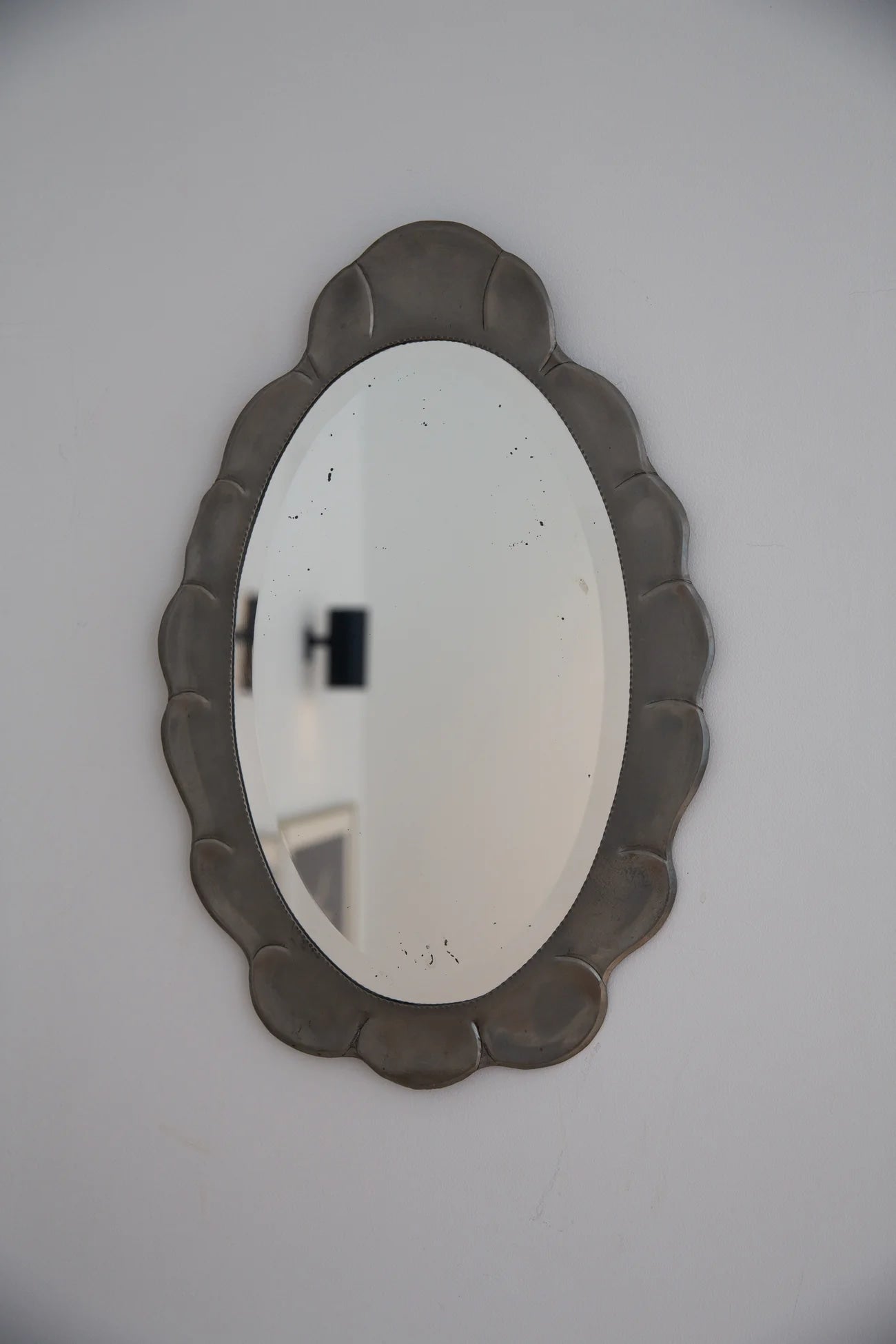 Jugend–Art Deco Pewter Mirror