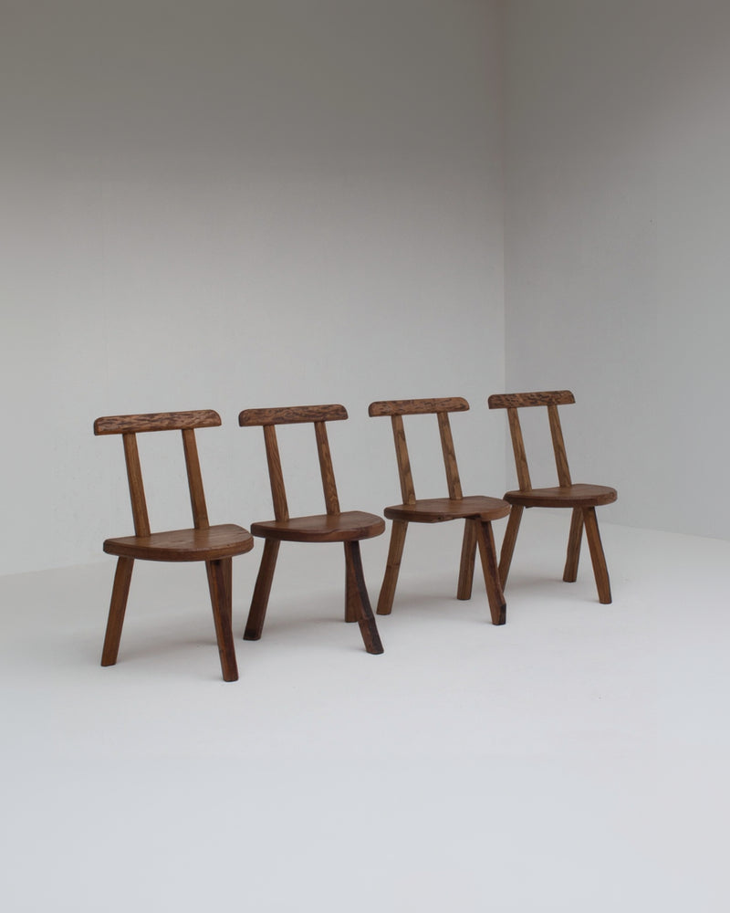 Set of 4 Rustic Wooden Chairs by Malata Antwerp | The Oblist