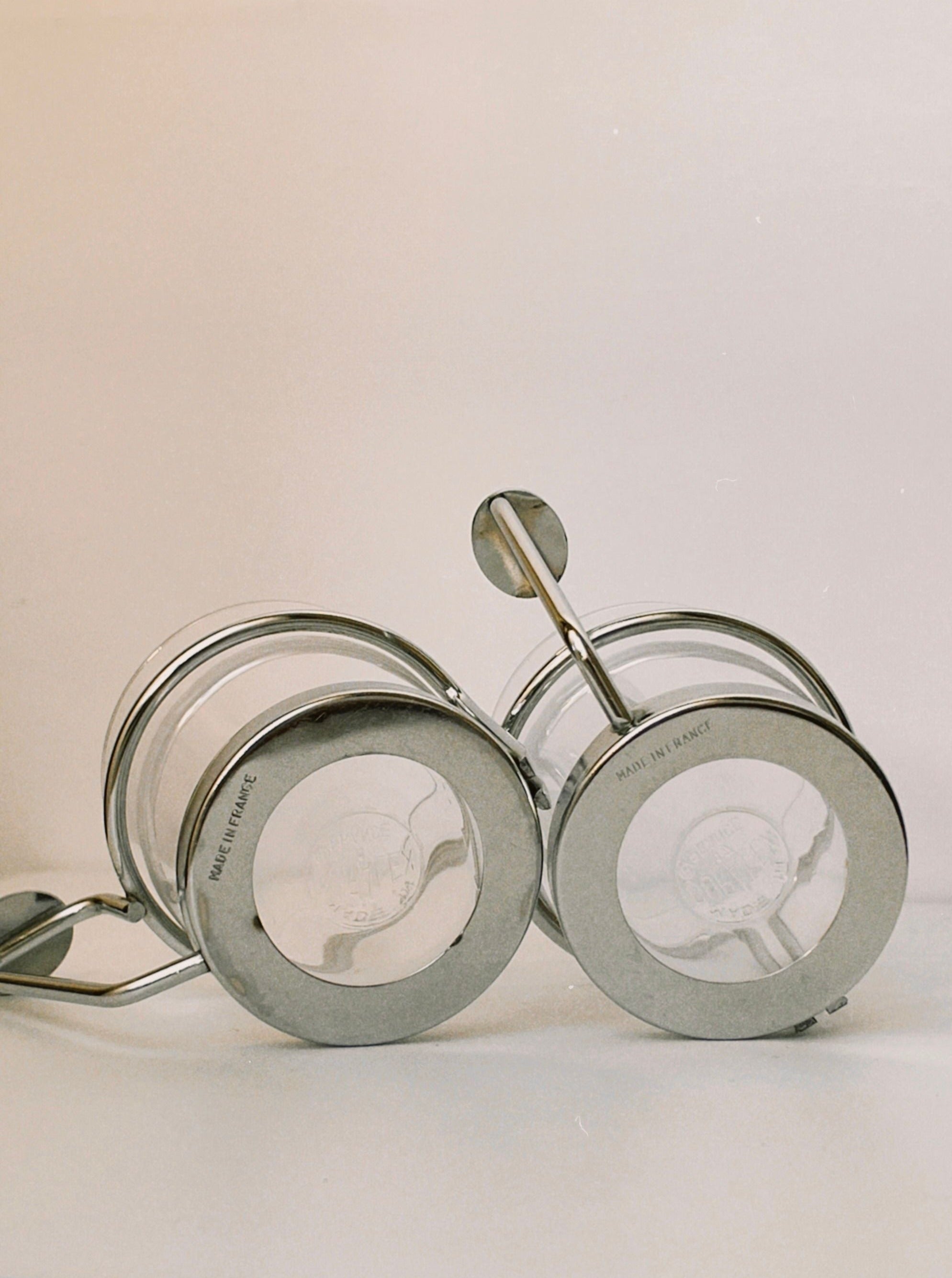 French Tea Glasses With Stainless Steel Holders