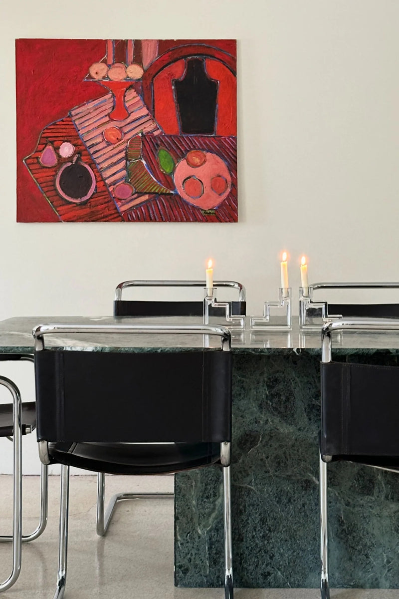 Pristine Table Architecture Candleholders — modern design on marble dining table