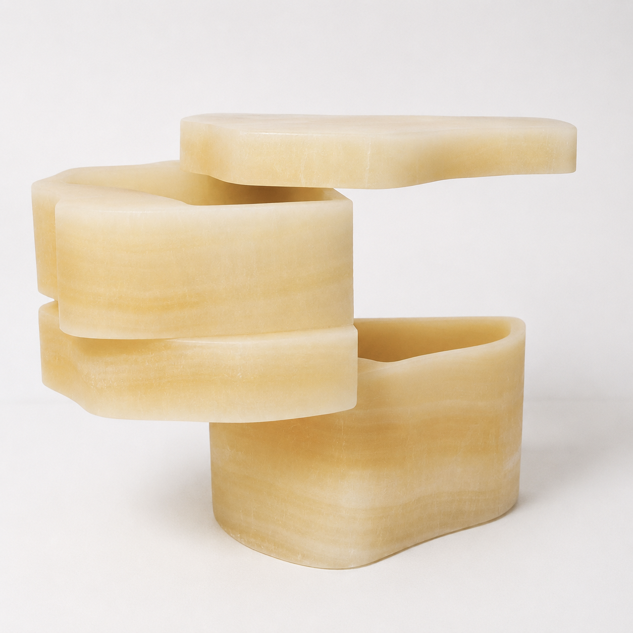 White Moth Nightstand / Side Table in White Onyx Marble — view 9