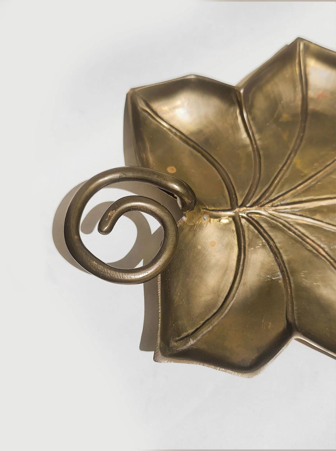 Large Brass Leaf Vide-Poche — side angle