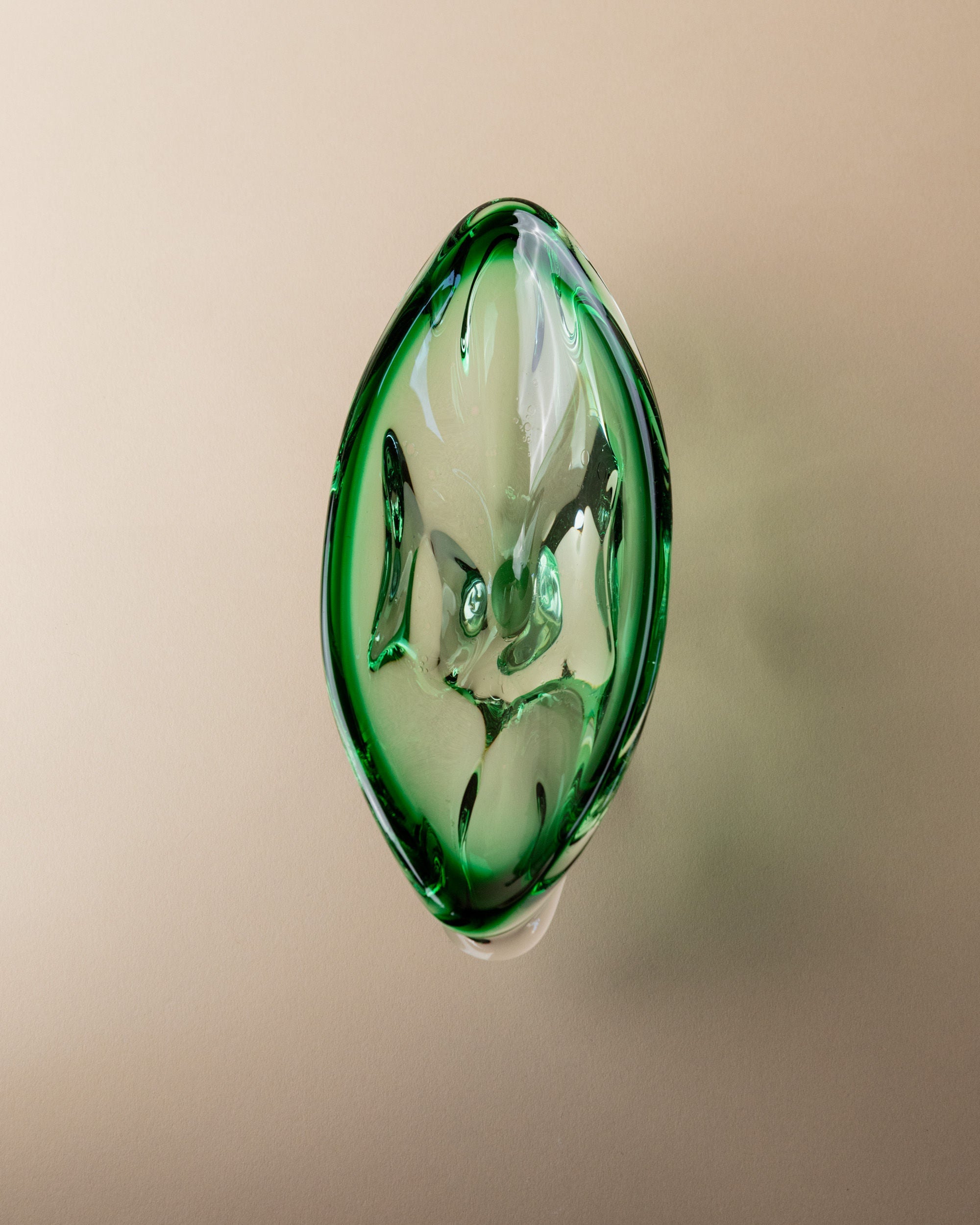 Murano Glass Bowl Green, Italy 1970s