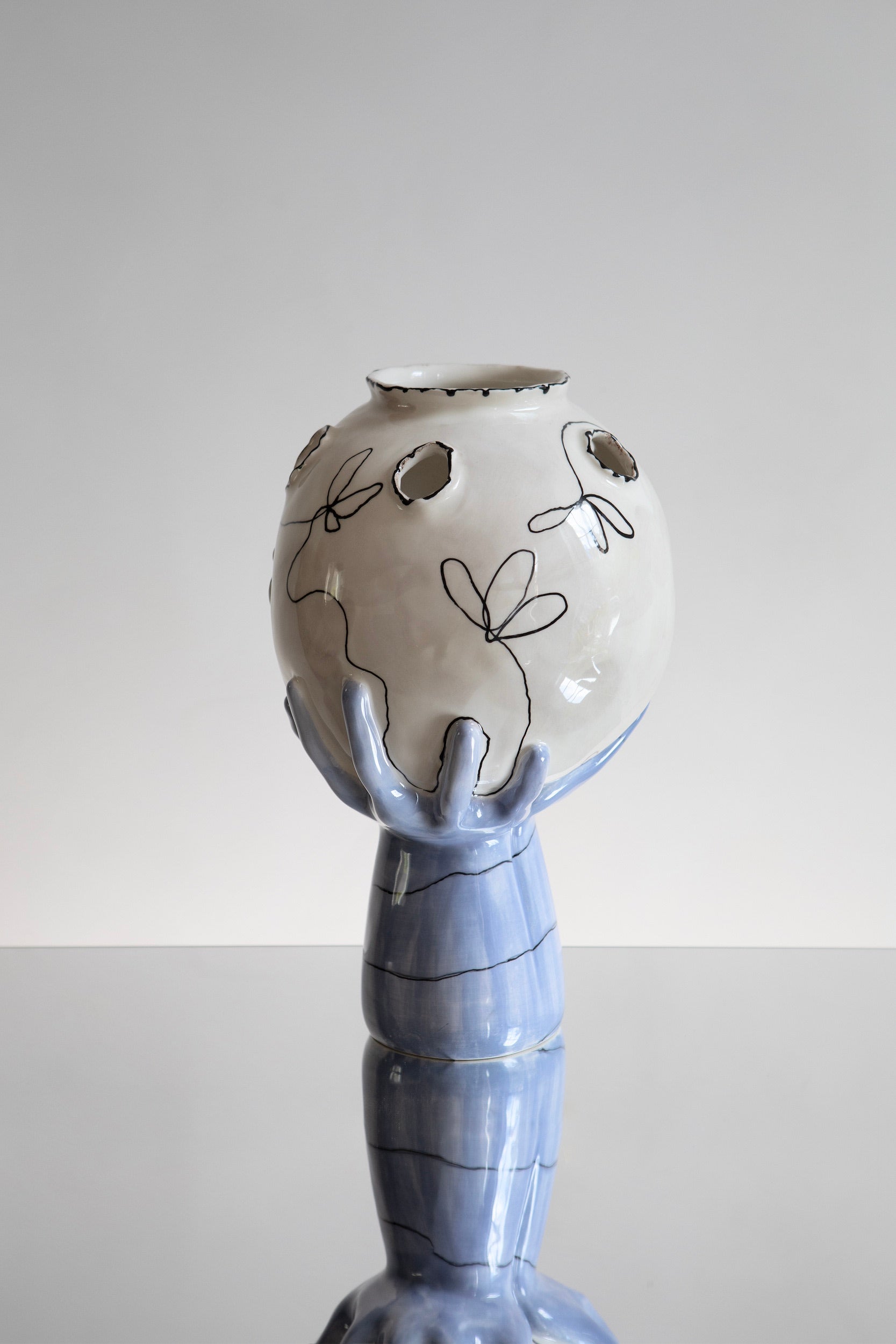 Head in Hands Wish Vase — close-up