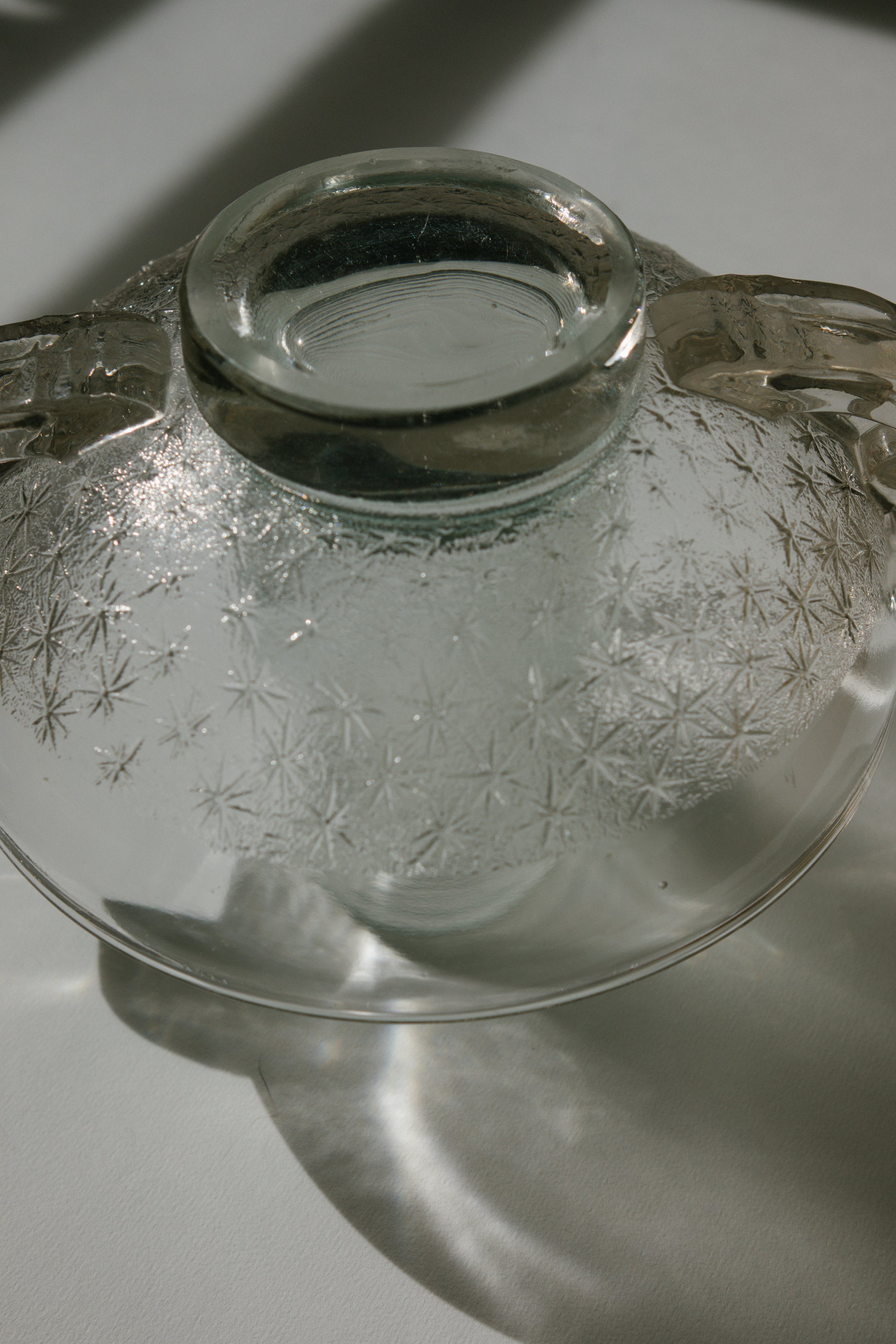 Art Deco Pierre d'Avesn for Daum Nancy Frosted Glass Starburst Bowl — lifestyle setting