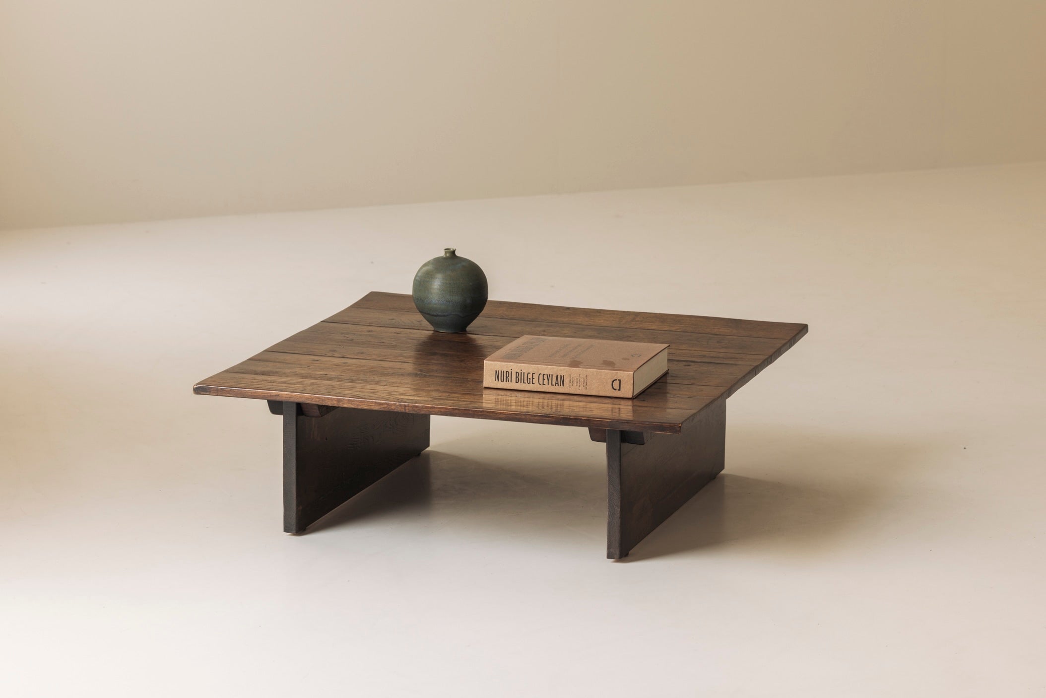 French Brutalist Square Coffee Table, 1970s — detail view