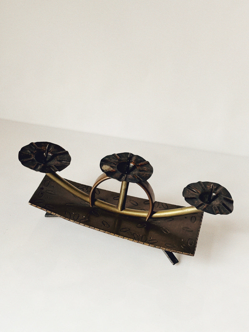 3 Arm Handmade Mid Century Candlestick, Poland — detail view