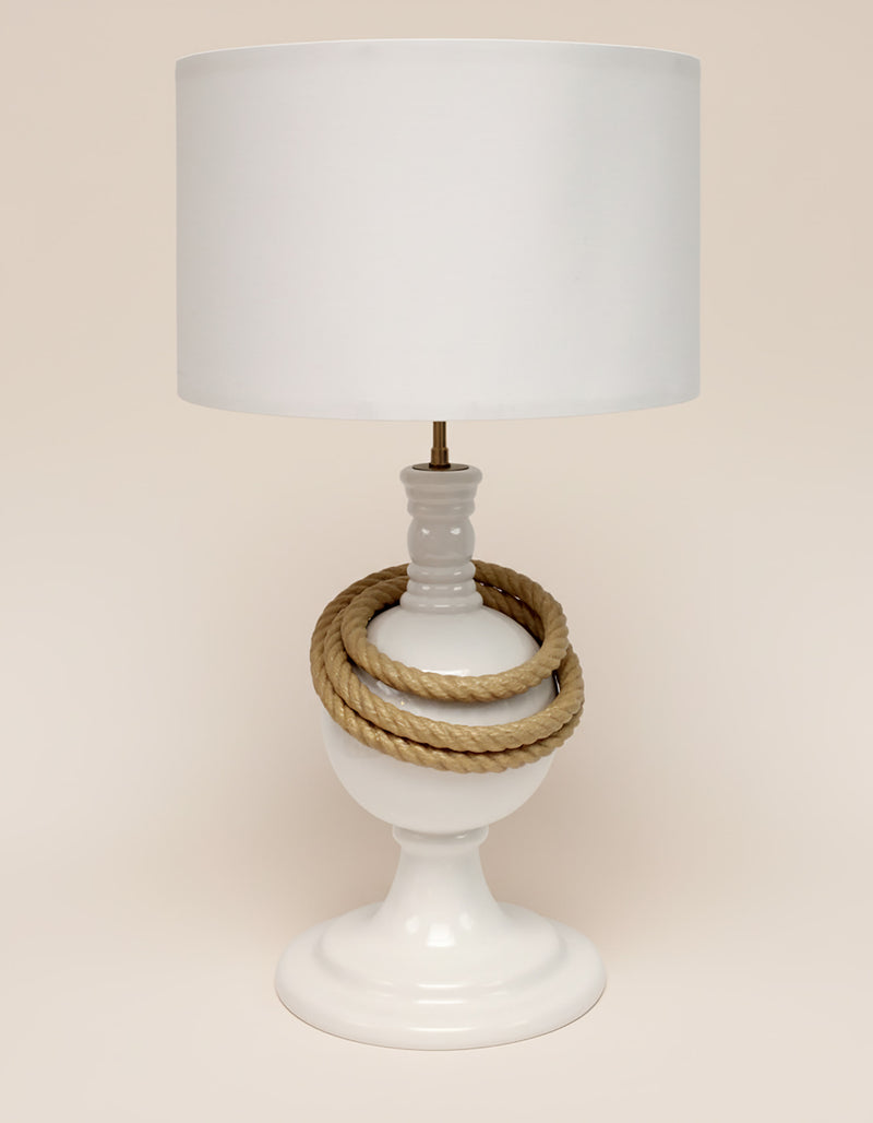 SAILOR roped ceramic white lamp by Villa Arev | The Oblist — handcrafted ceramic, white color