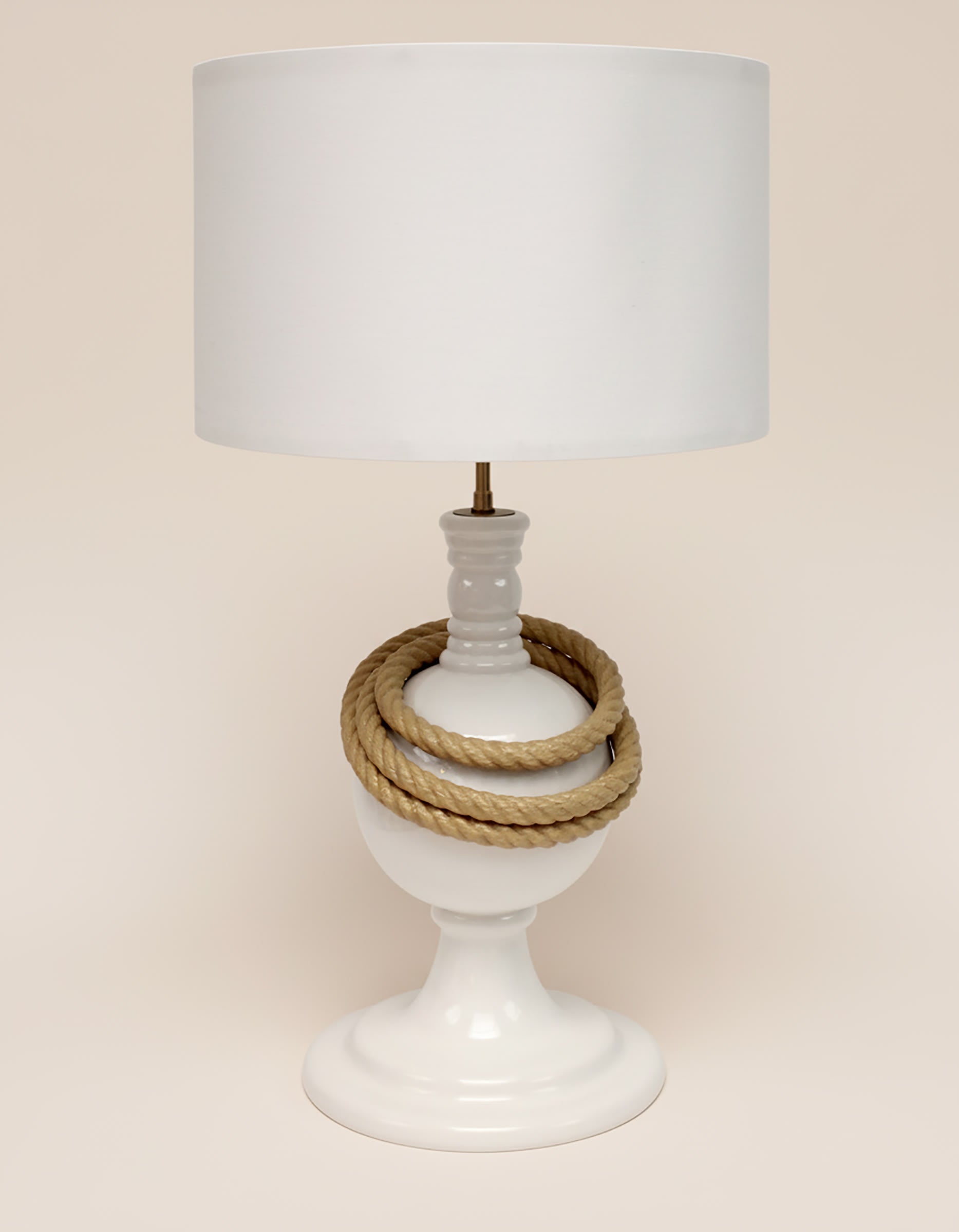 SAILOR roped ceramic white lamp by Villa Arev | The Oblist — handcrafted ceramic, white color