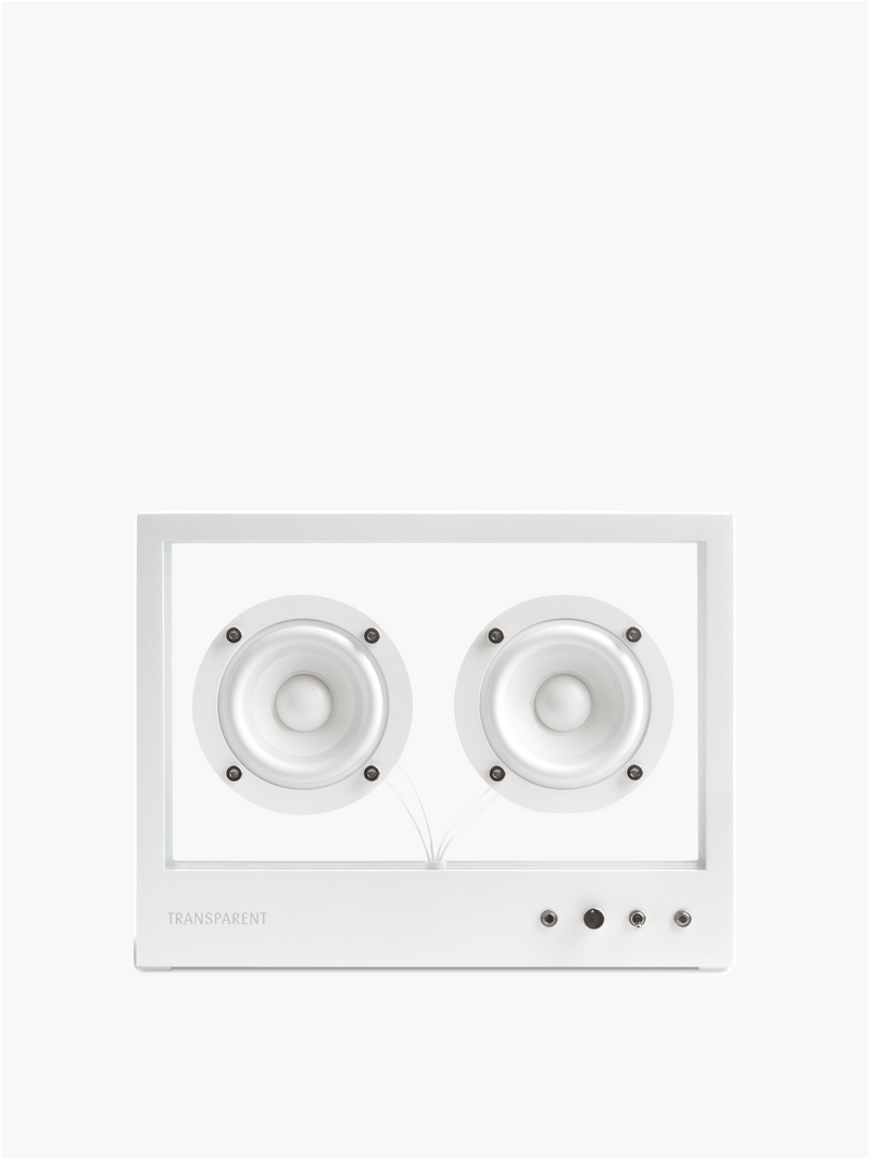 Small Transparent Speaker White - Bluetooth — front view highlighting dual speakers